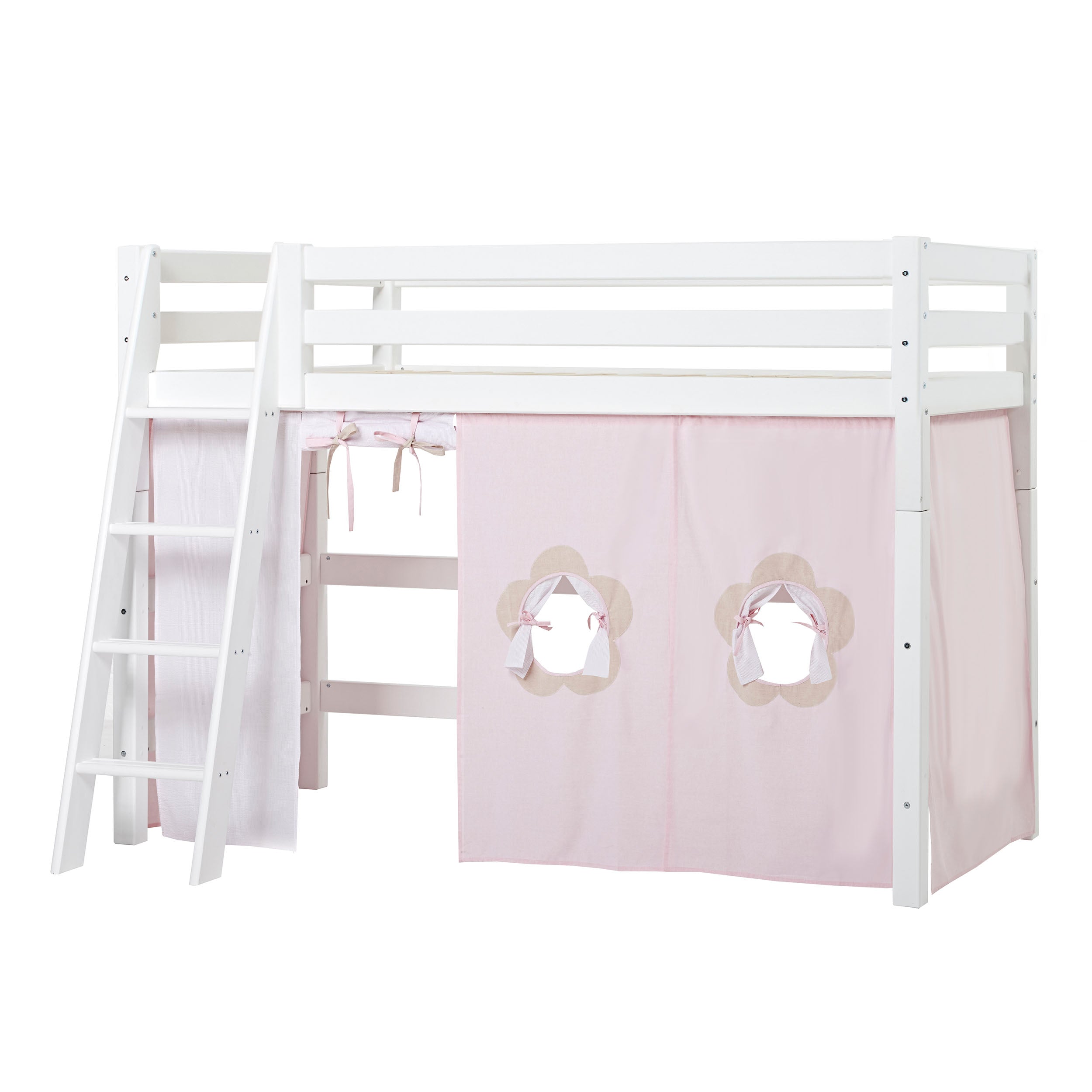 Hoppekids ECO Luxury High sleeper bed with Fairytale Flower Bed curtains