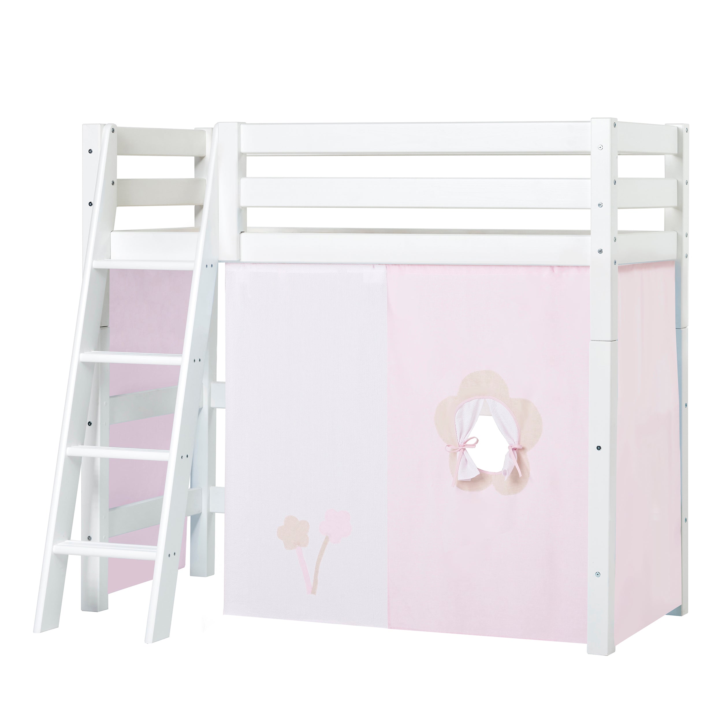 Hoppekids ECO Luxury High sleeper bed with Fairytale Flower Bed curtains