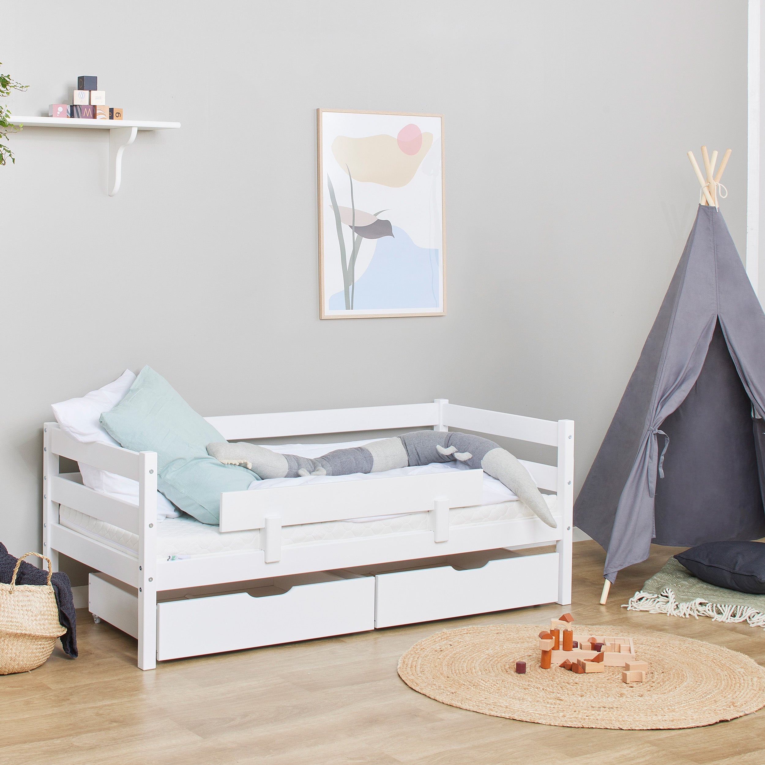 Hoppekids ECO Comfort Juniorseng 70x160 inkl. Skuffer og Sengehest