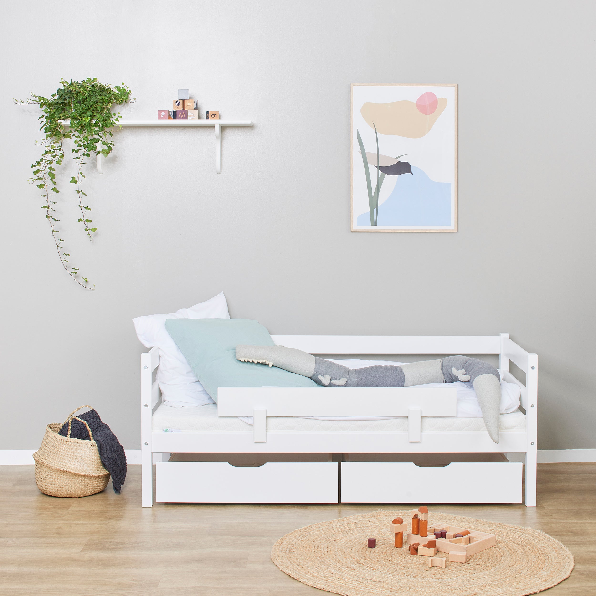 Hoppekids ECO Comfort Juniorseng 70x160 inkl. Skuffer og Sengehest