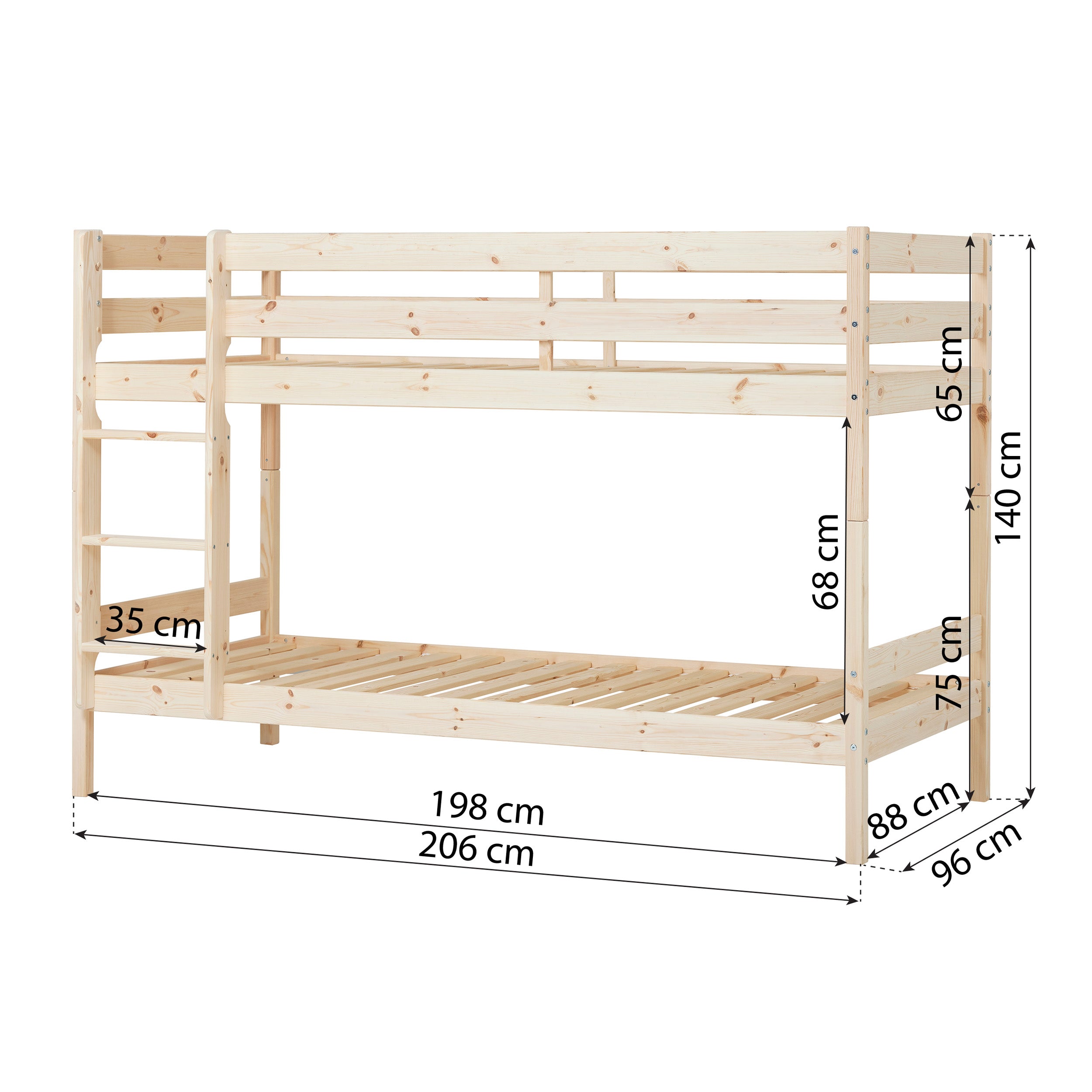 Hoppekids ECO Comfort Lit superposé avec 2 Matelas 70x160 / 90x200