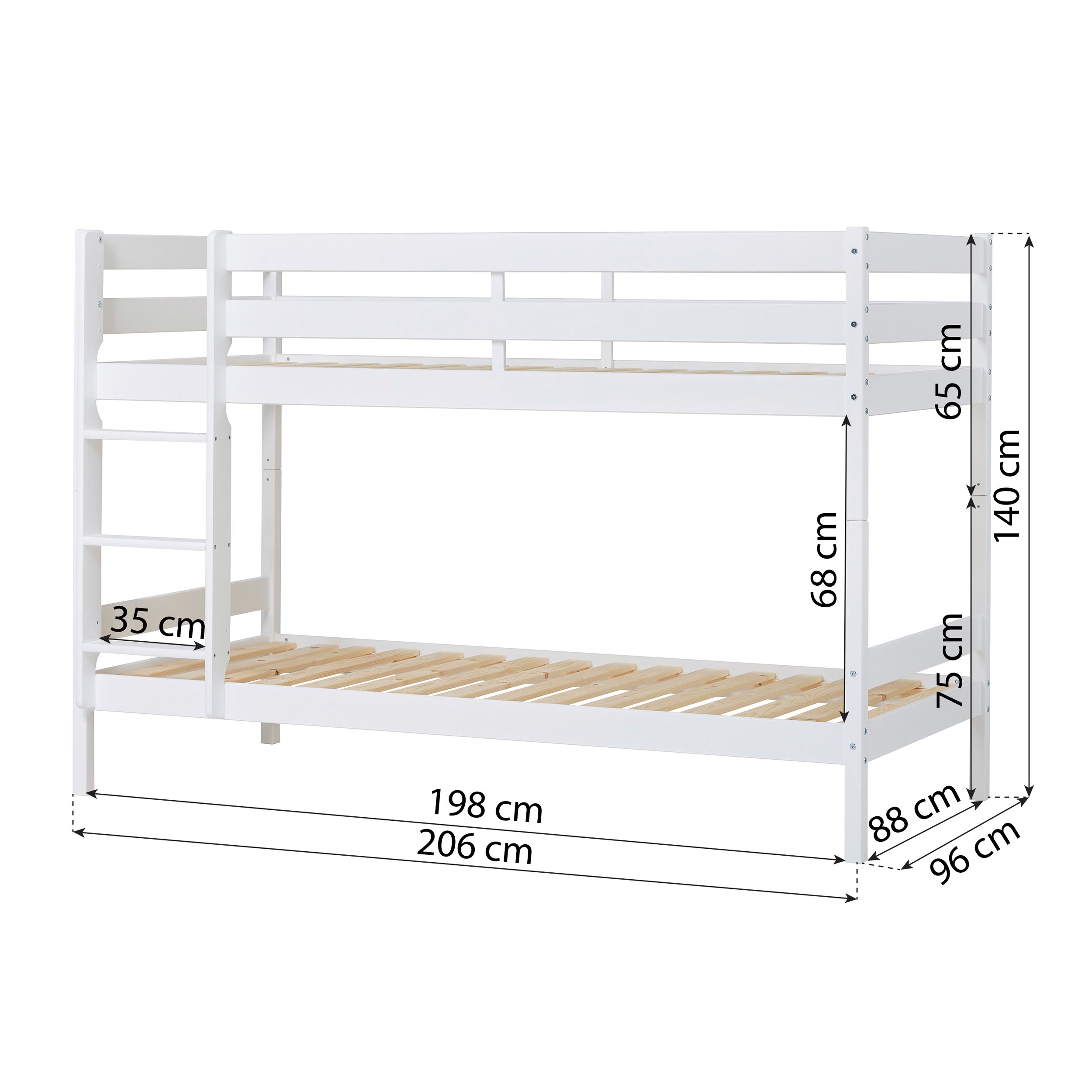 Hoppekids ECO Comfort Lit superposé avec 2 Matelas 70x160 / 90x200