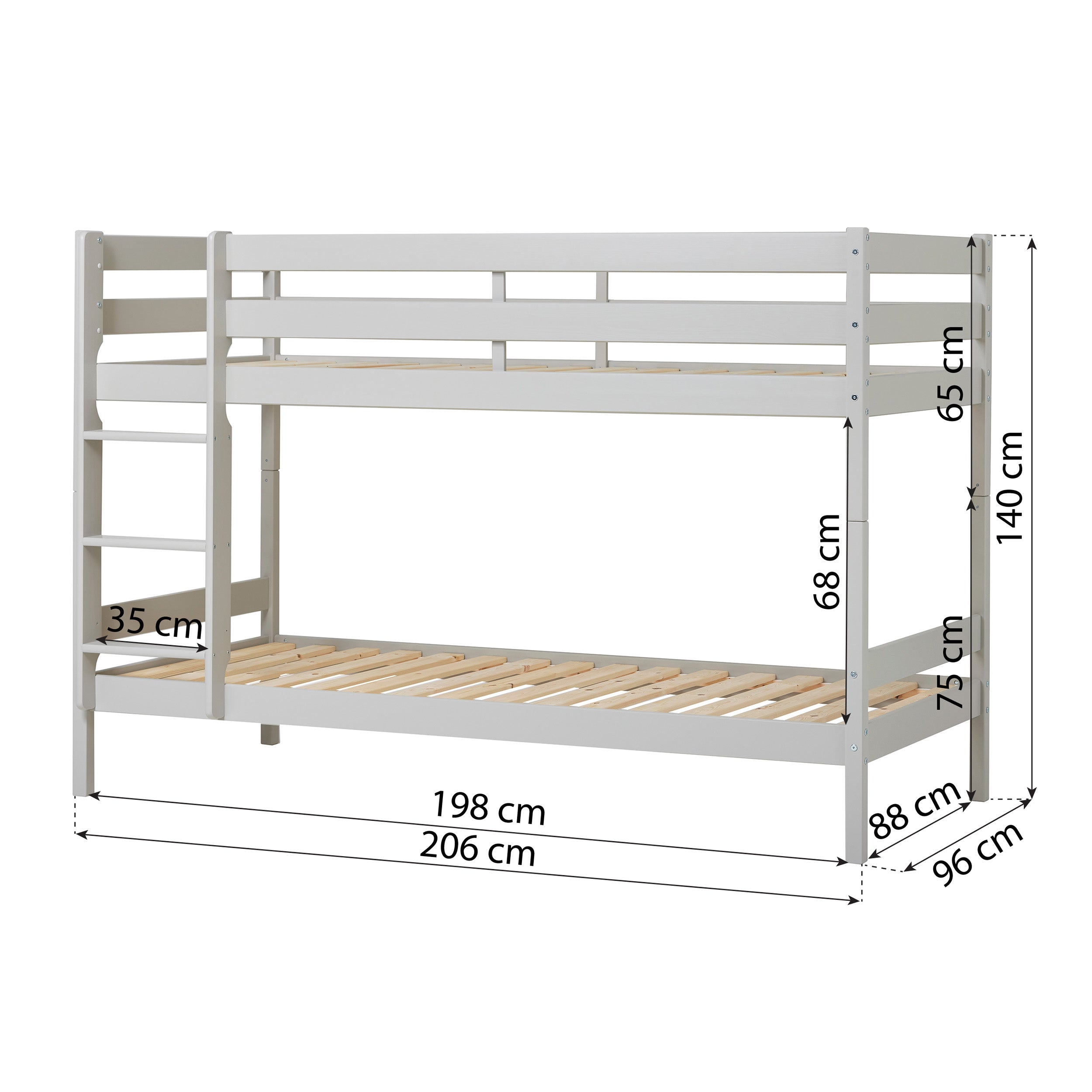 Hoppekids ECO Comfort Lit superposé avec 2 Matelas 70x160 / 90x200