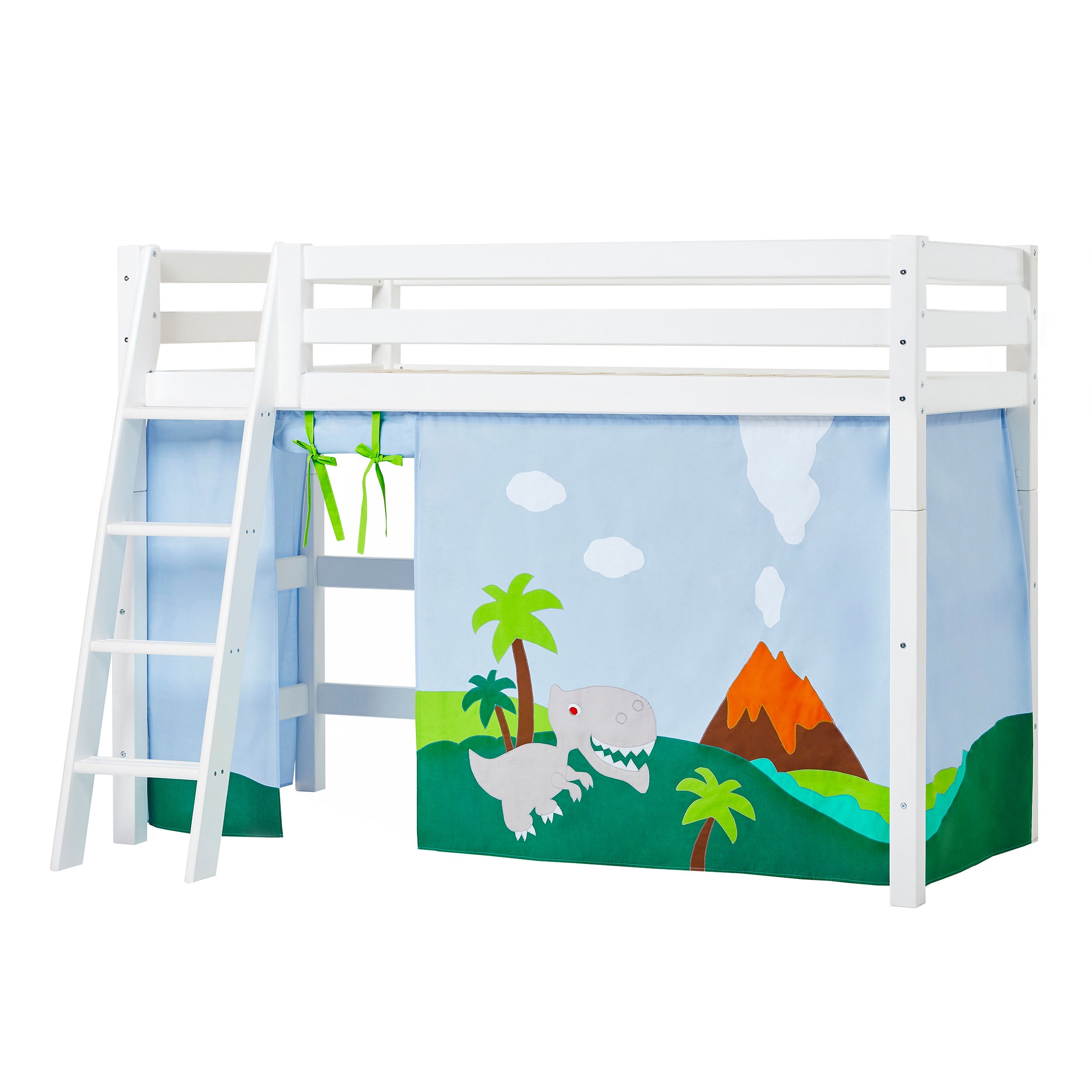 Hoppekids ECO Luxury Lit haut avec Dinosaur Rideau de lit