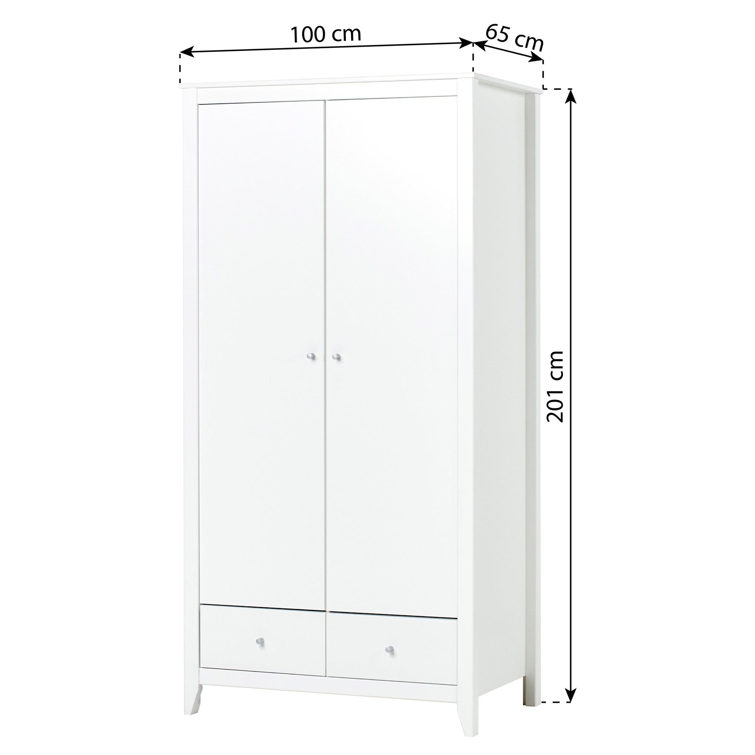 Hoppekids wardrobe with 2 doors and 2 drawers, White