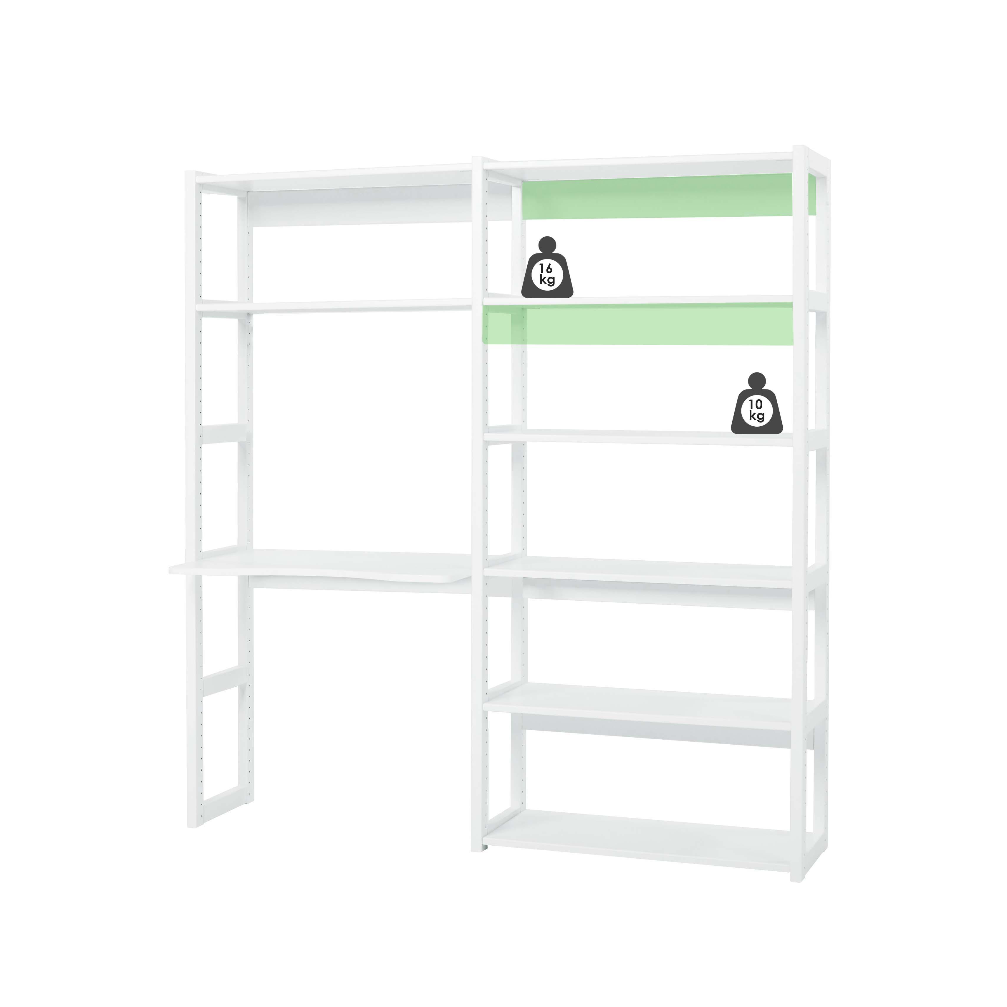 Hoppekids STOREY Set con 4 ripiani e 2 supporti, Bianco