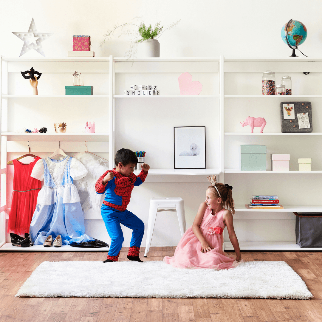 Hoppekids STOREY shelf with 3 sections, 12 shelves, and writing board at 80 cm, White