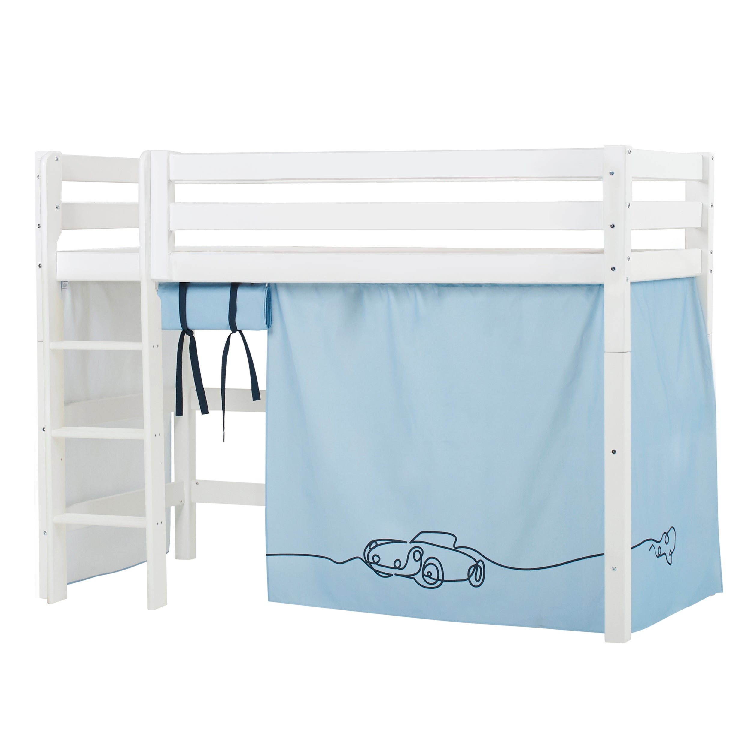 Hoppekids ECO Luxury High sleeper bed with Cars Bed curtains