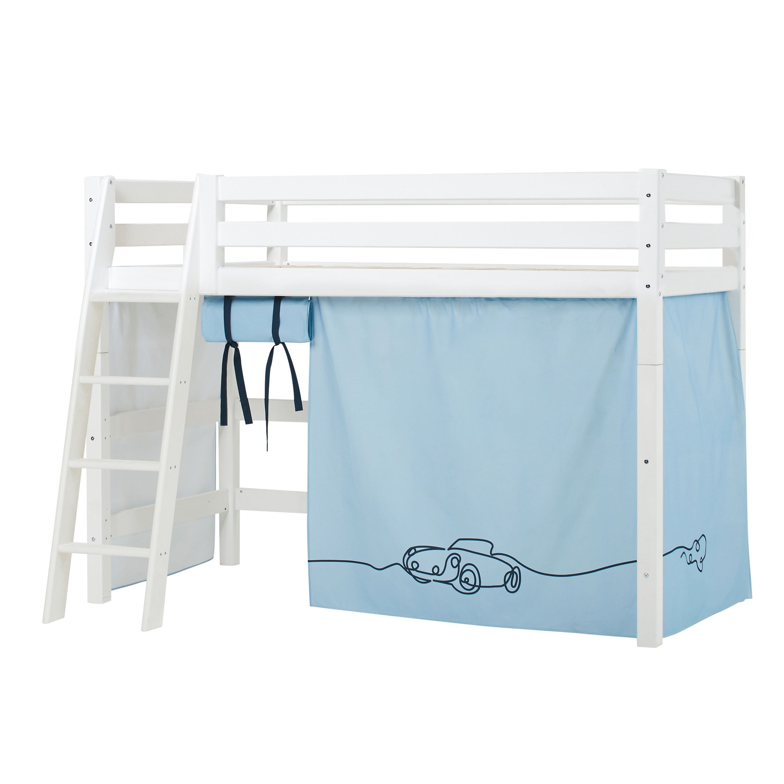 Hoppekids ECO Luxury High sleeper bed with Cars Bed curtains