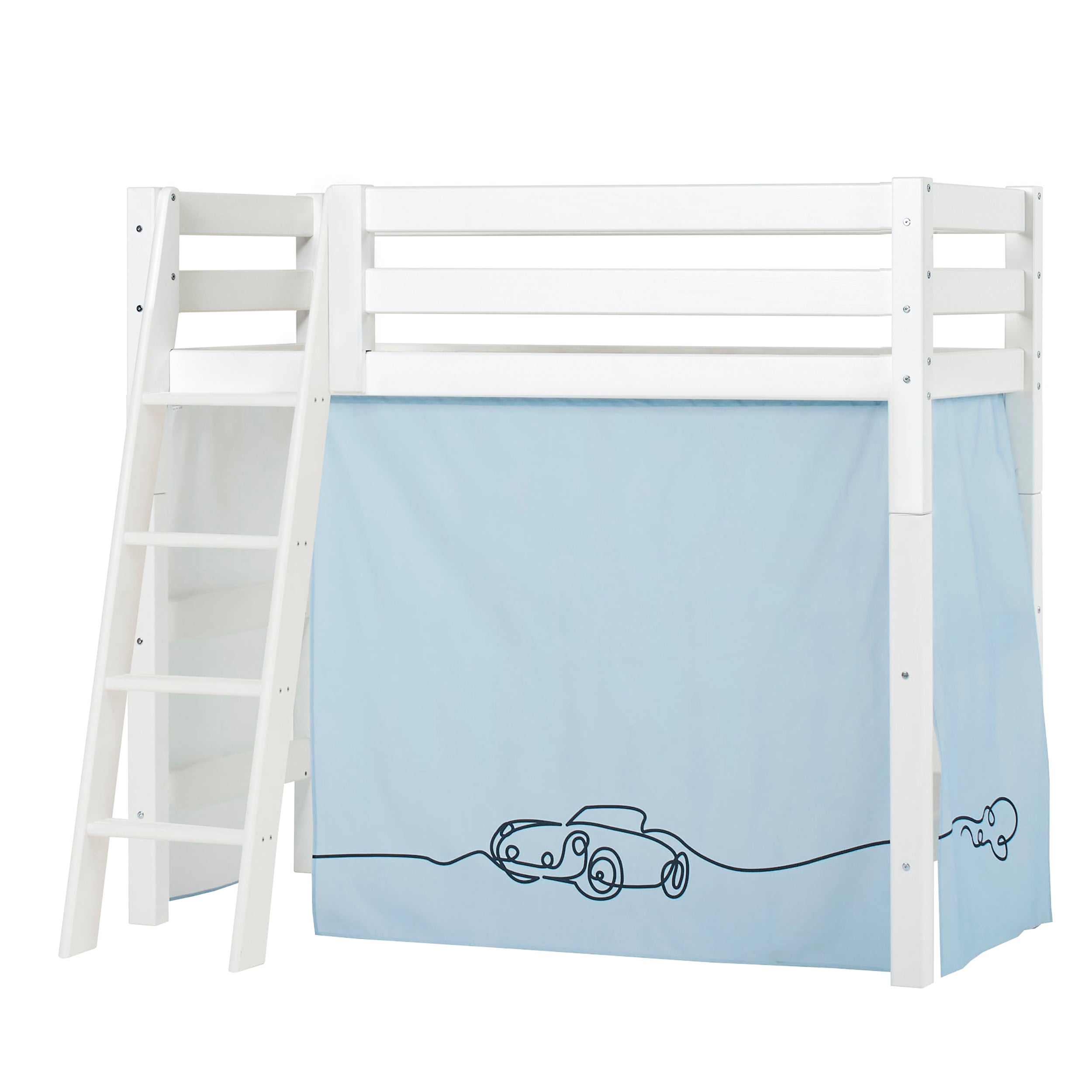 Hoppekids ECO Luxury High sleeper bed with Cars Bed curtains