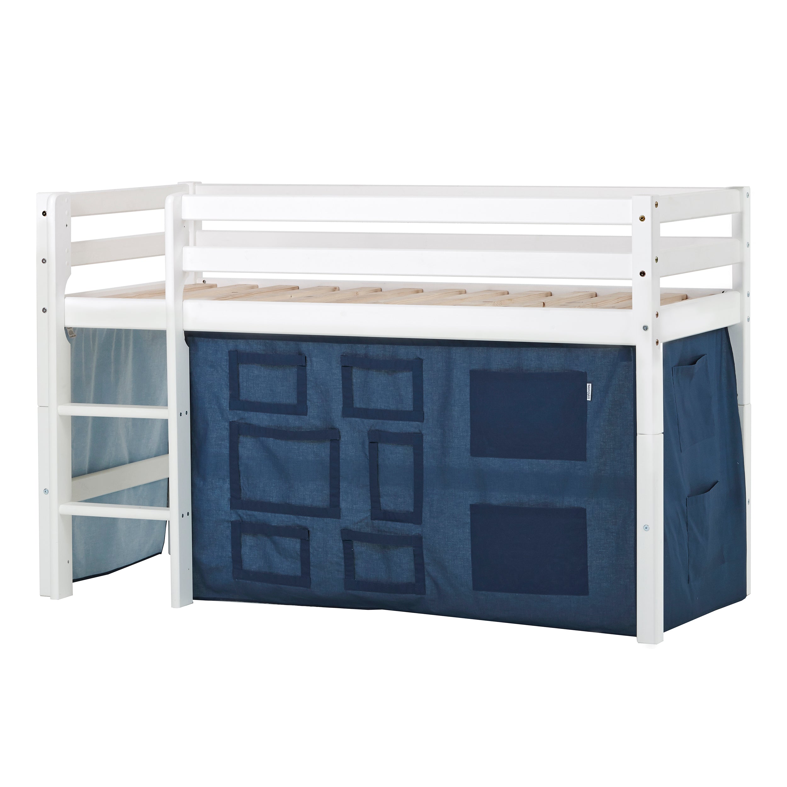 ECO Dream Cama semi alta con cortinas de cama Creator azules