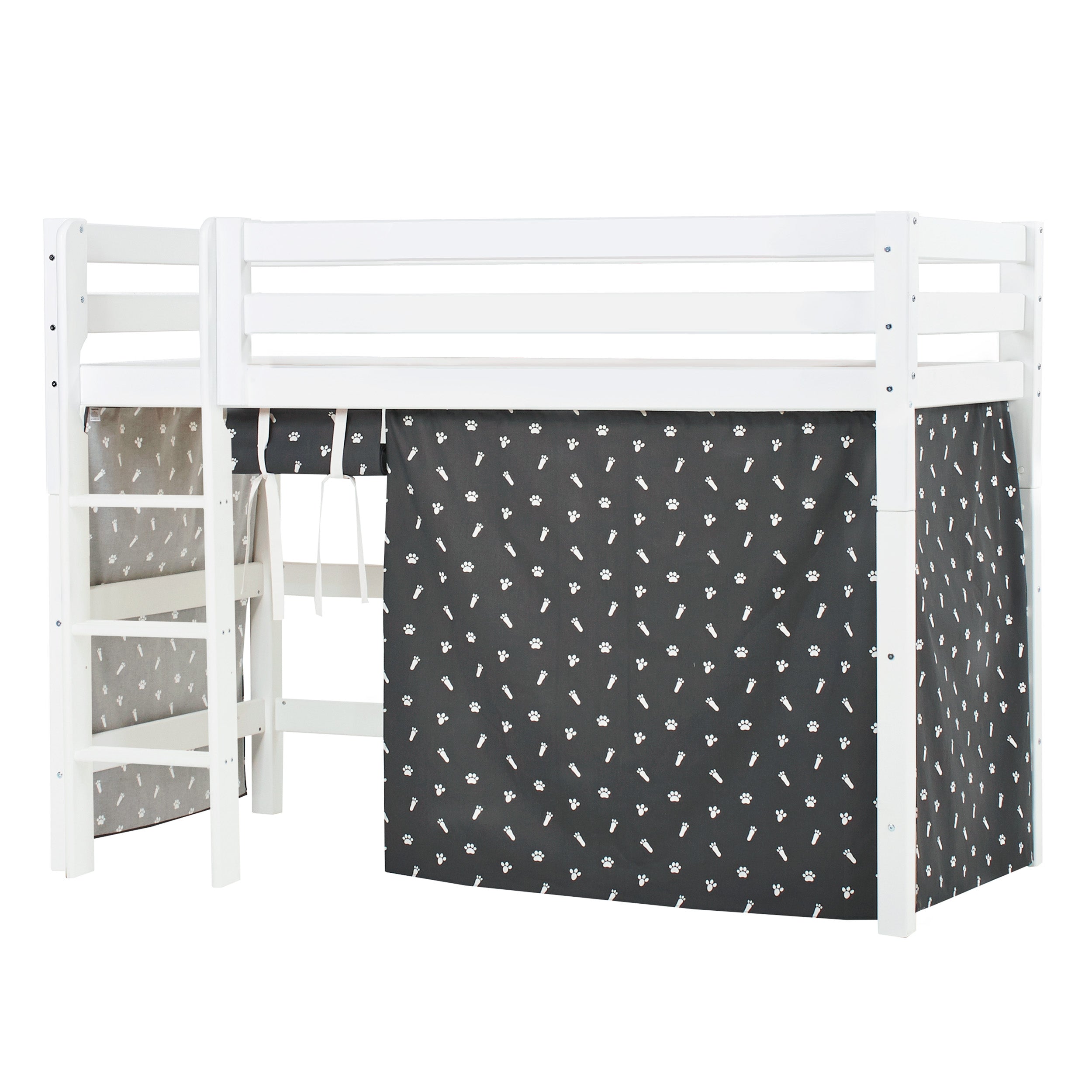 Hoppekids ECO Luxury Høyseng med Pets Granittgrå sengeteppe