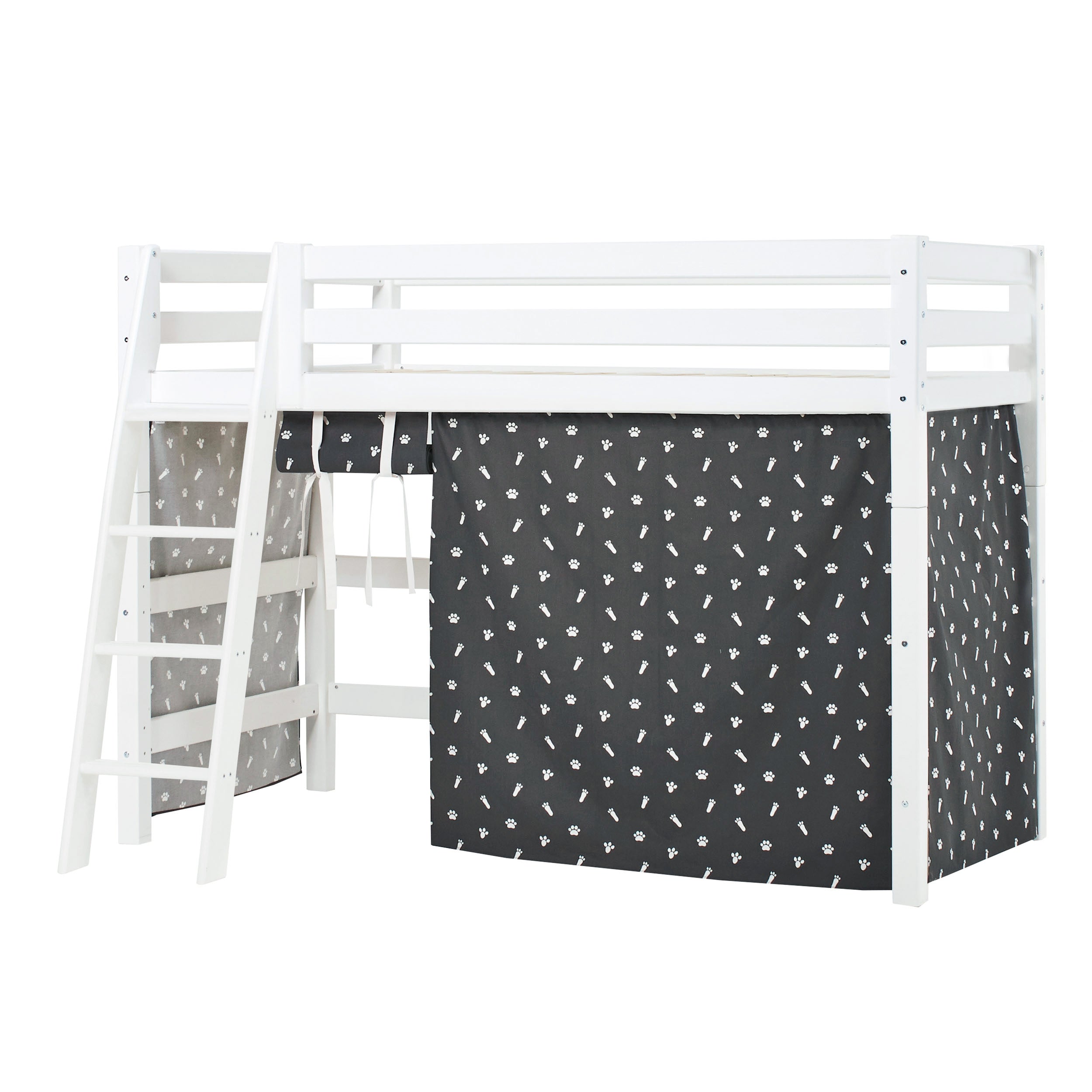 Hoppekids ECO Luxury Høyseng med Pets Granittgrå sengeteppe