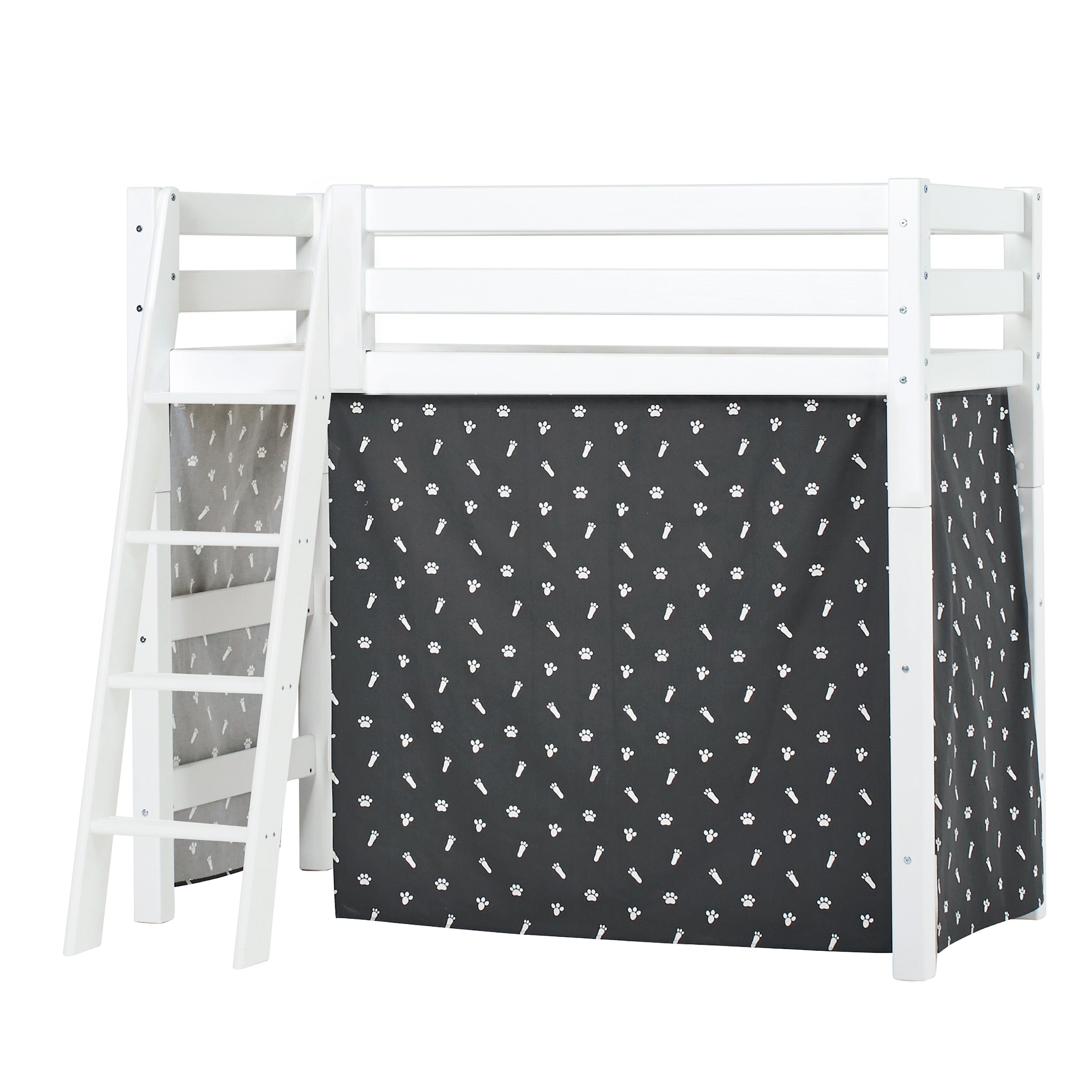 Hoppekids ECO Luxury Høyseng med Pets Granittgrå sengeteppe