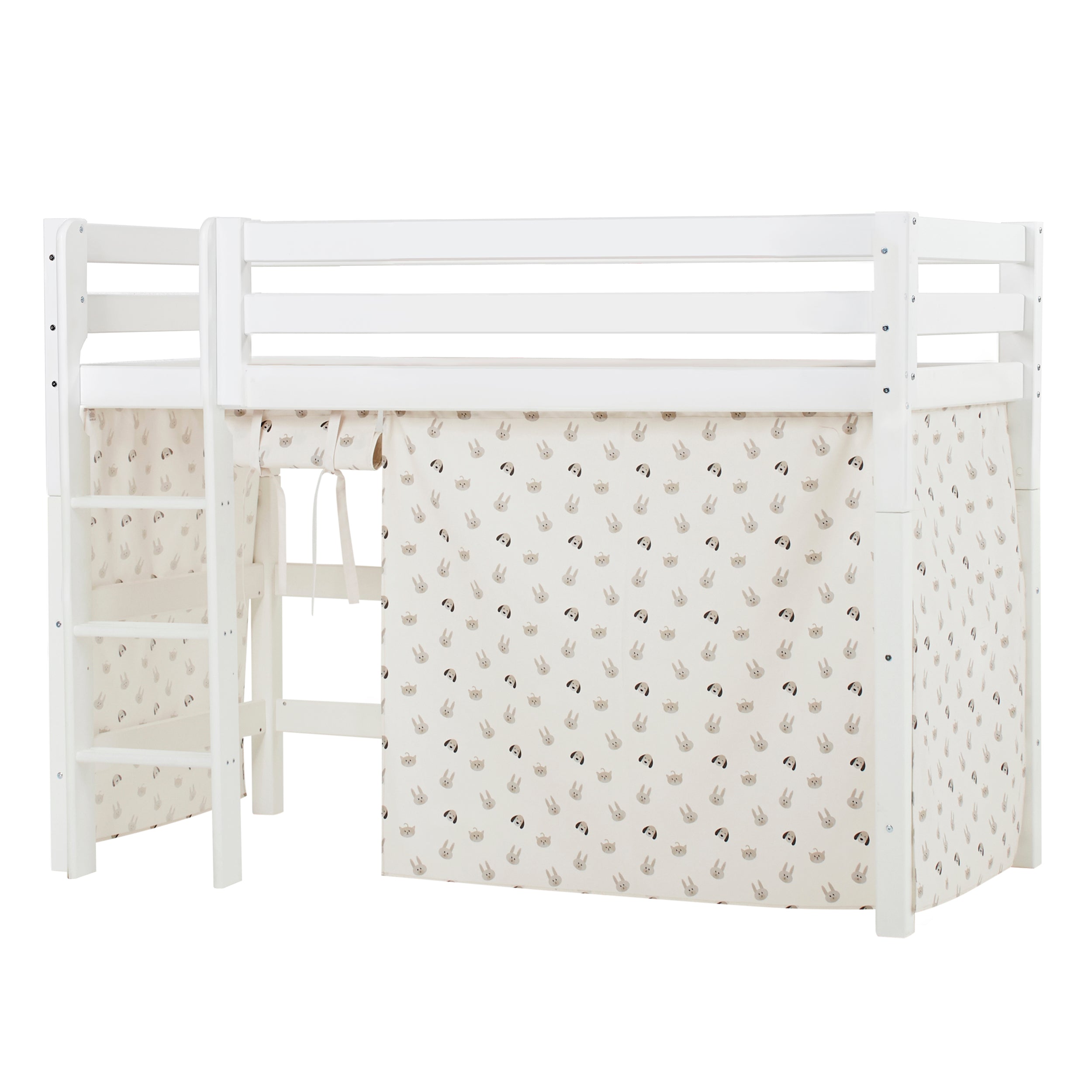 Hoppekids ECO Luxury Mittelhochbett mit Pets Pristine Bettvorhang