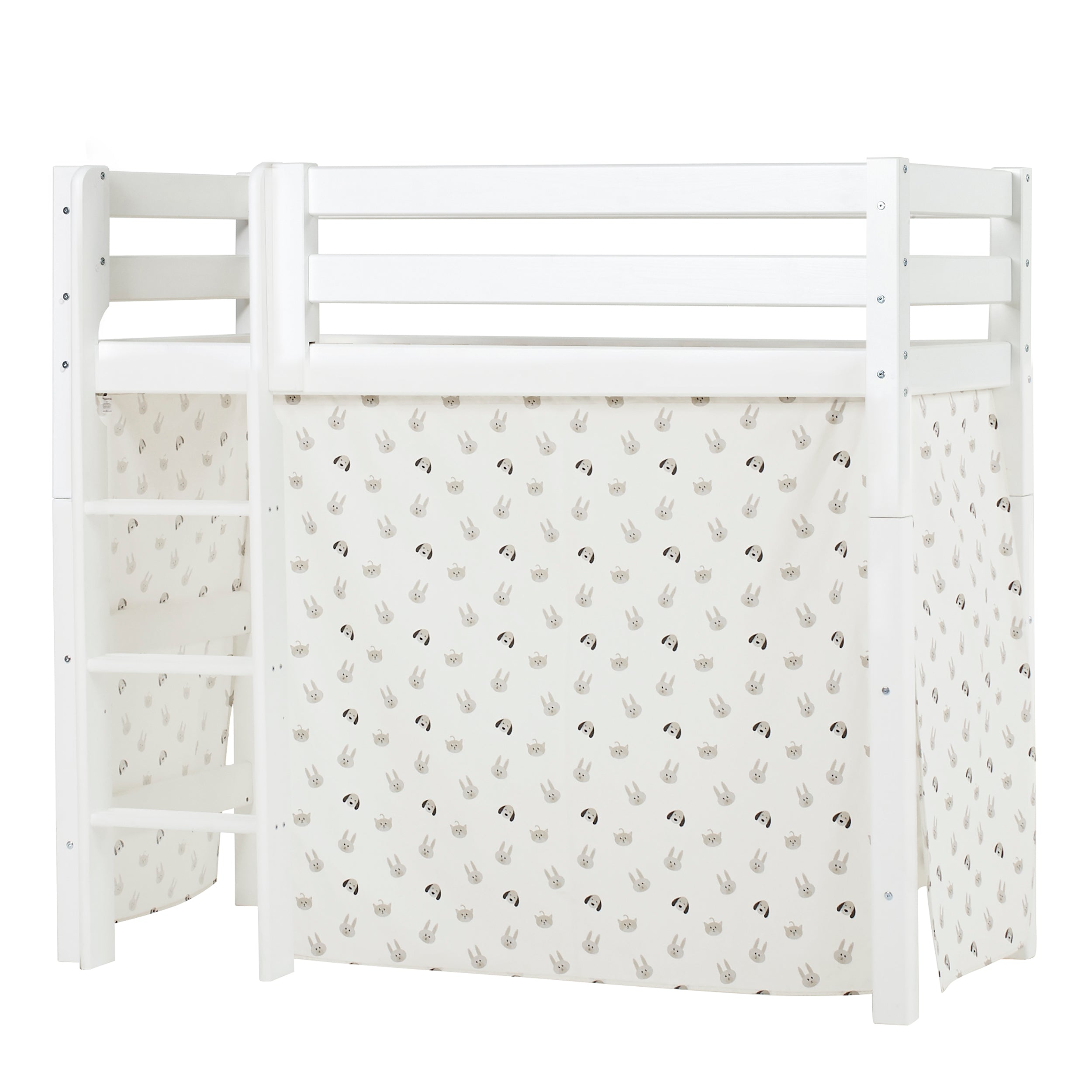 Hoppekids ECO Luxury Mittelhochbett mit Pets Pristine Bettvorhang