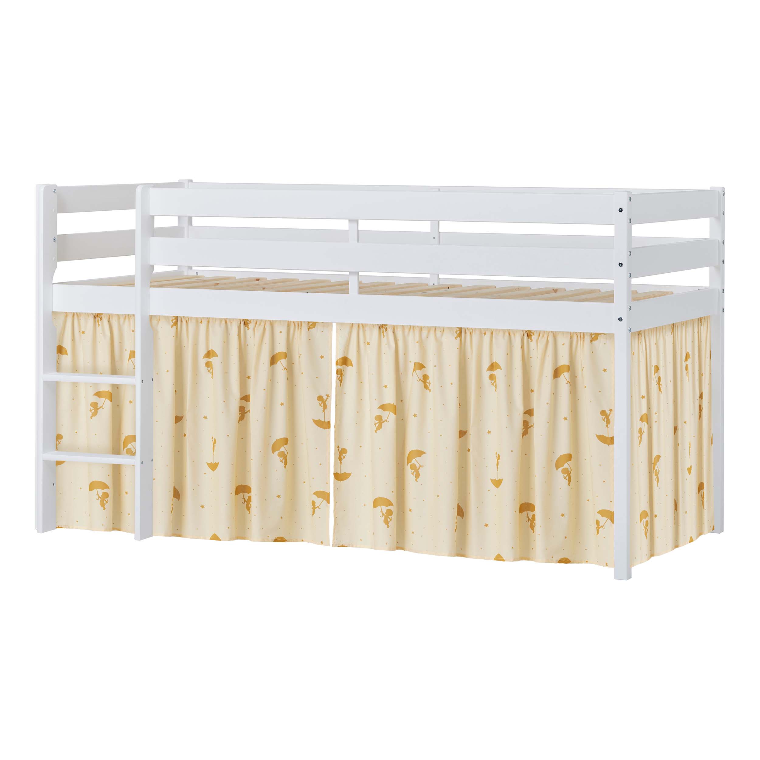 Hoppekids ECO Comfort Félemelt ágy sárga Ole Lukoie ágyfüggöny