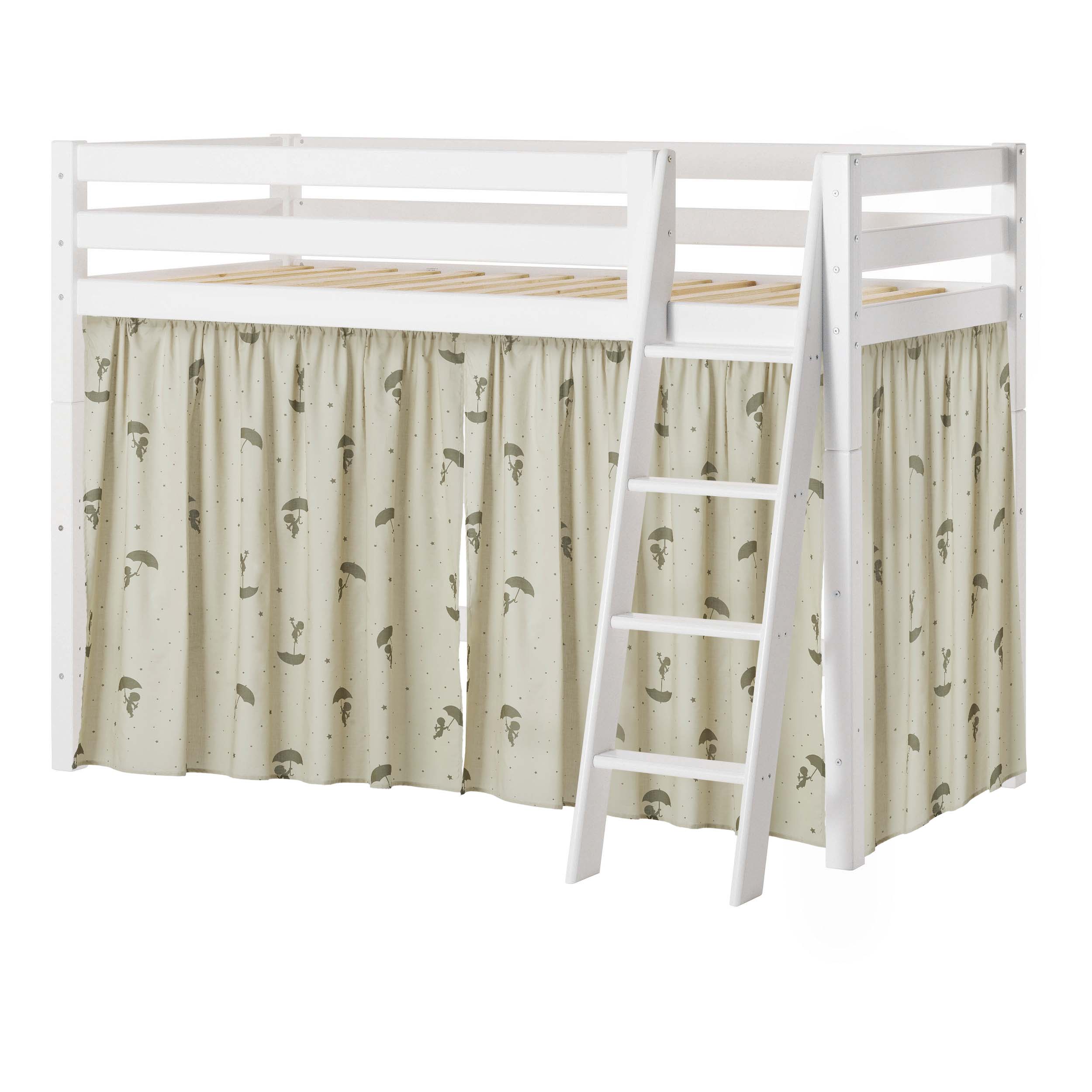 Hoppekids ECO Luxury High sleeper bed with Green Ole Lukoie Bed Curtains