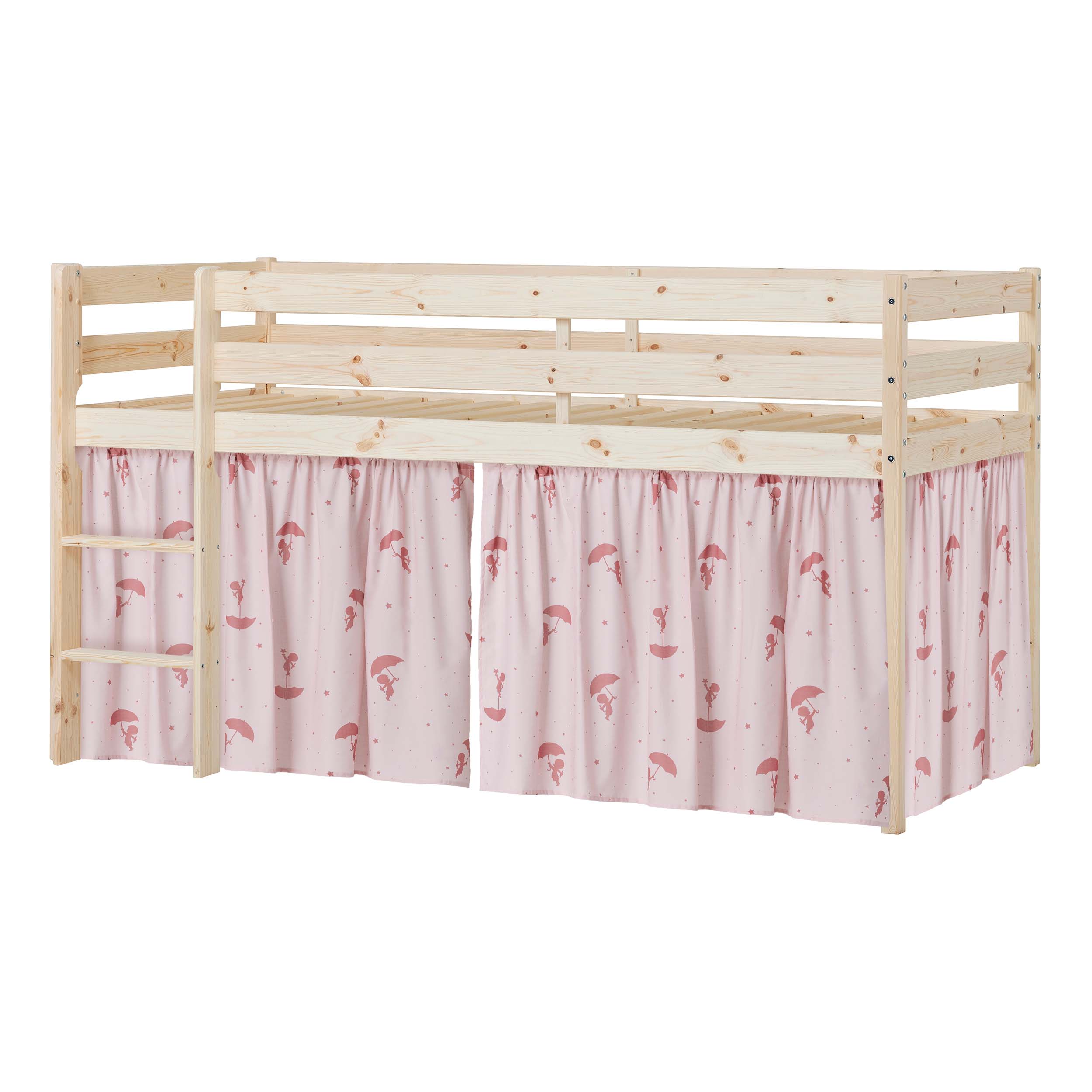 Hoppekids ECO Comfort Félemelt ágy Röd Ole Lukoie Függöny