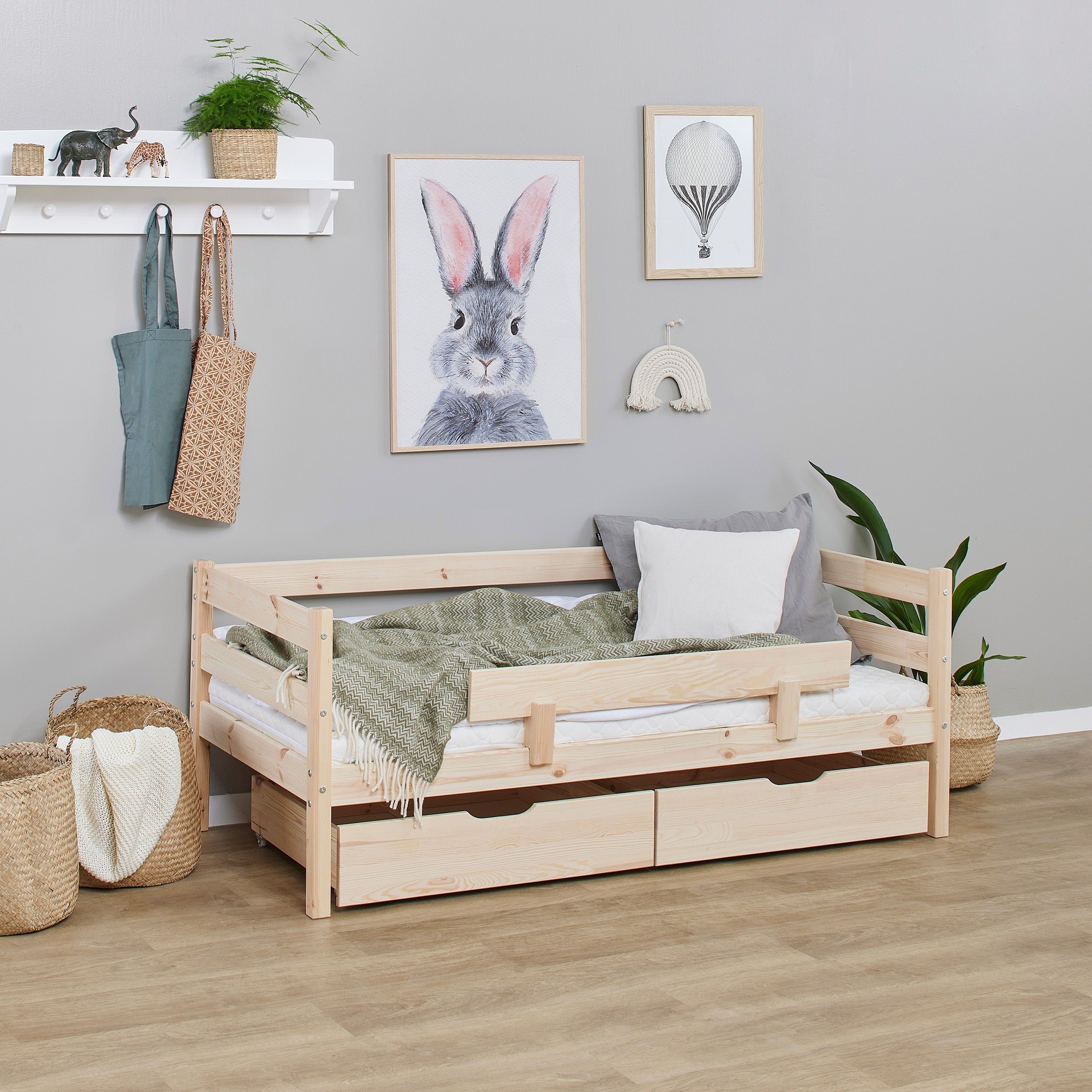 Hoppekids ECO Comfort Juniorseng 70x160 inkl. Skuffer og Sengehest