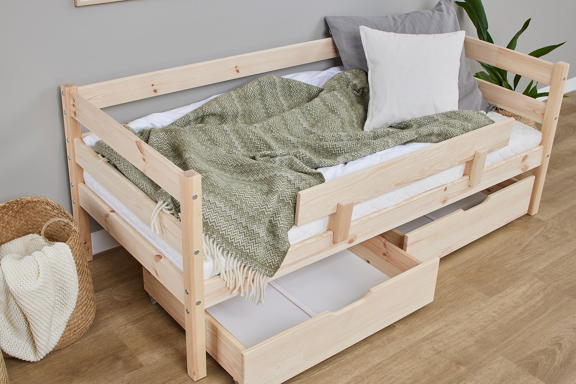 Hoppekids ECO Comfort Juniorseng 70x160 inkl. Skuffer og Sengehest