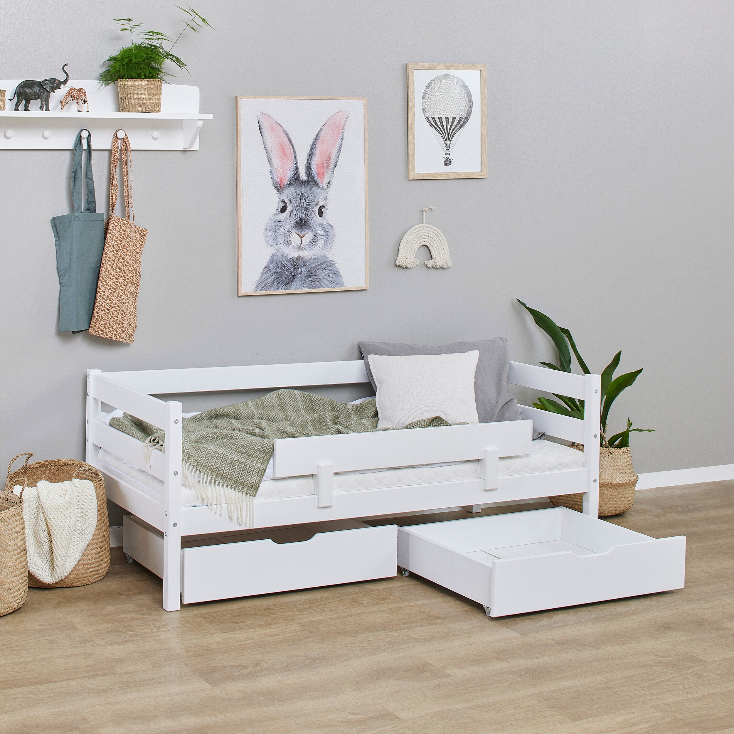 Hoppekids ECO Comfort Juniorseng 70x160 inkl. Skuffer og Sengehest