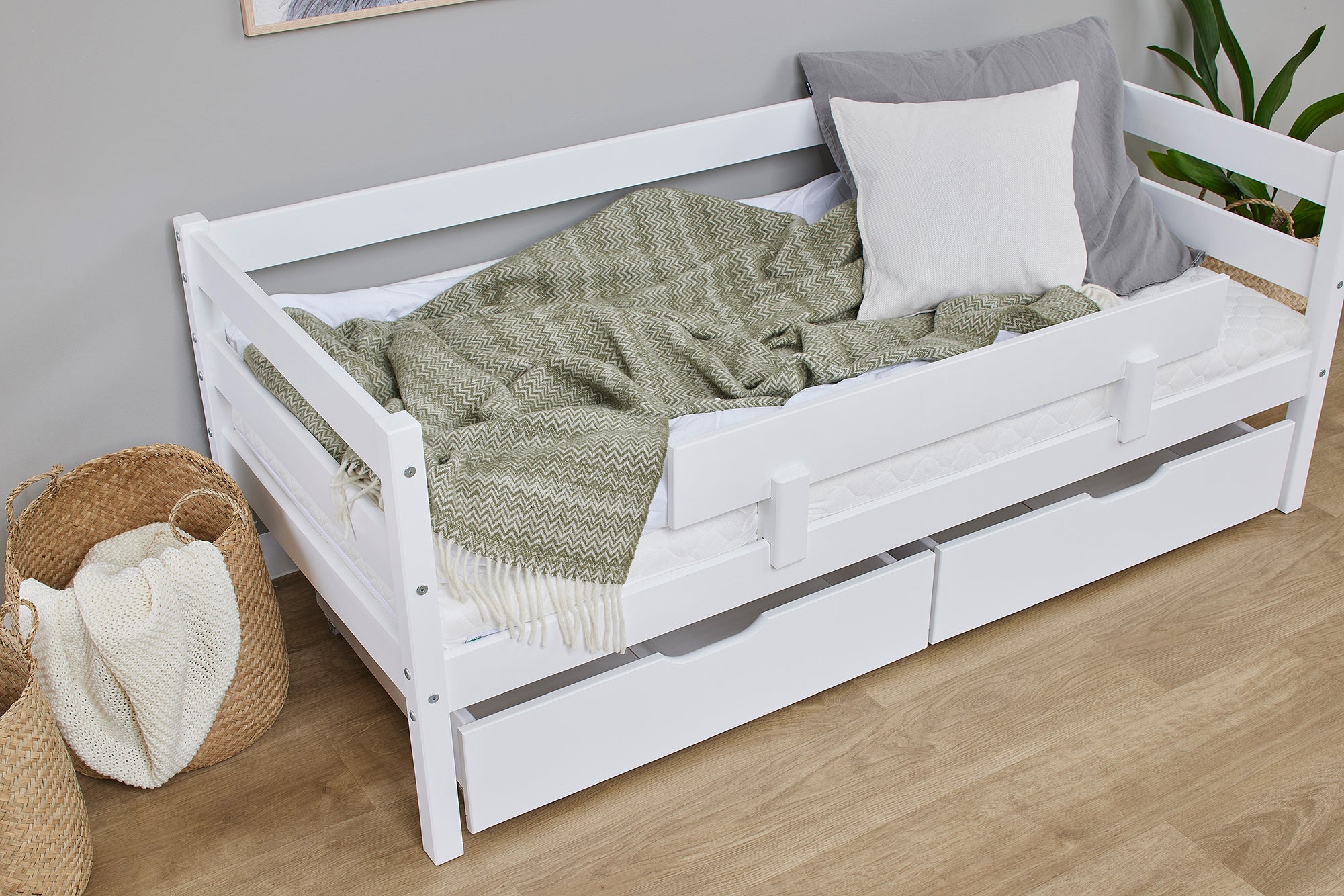 Hoppekids ECO Comfort Juniorseng 70x160 inkl. Skuffer og Sengehest