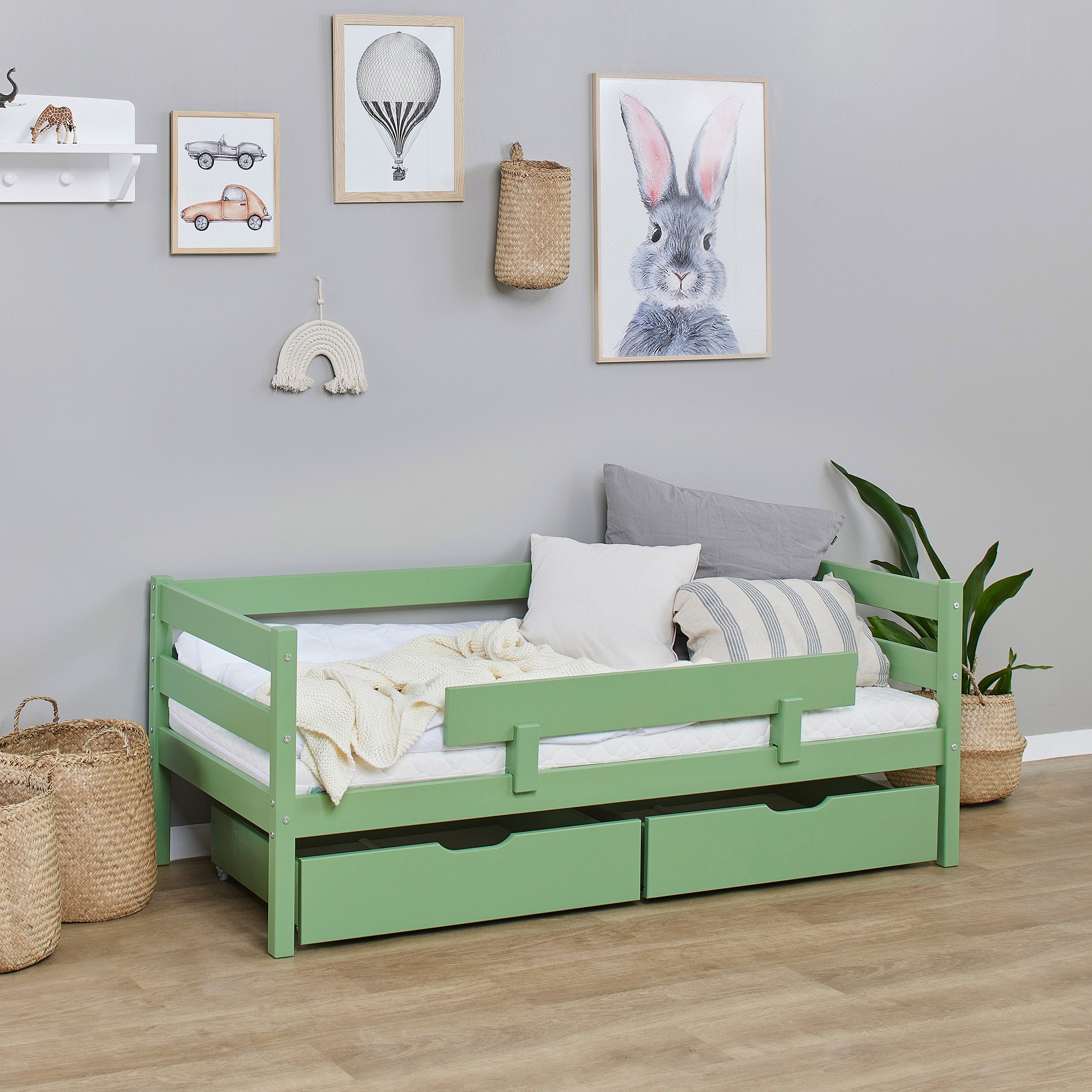 Hoppekids ECO Comfort Juniorseng 70x160 inkl. Skuffer og Sengehest