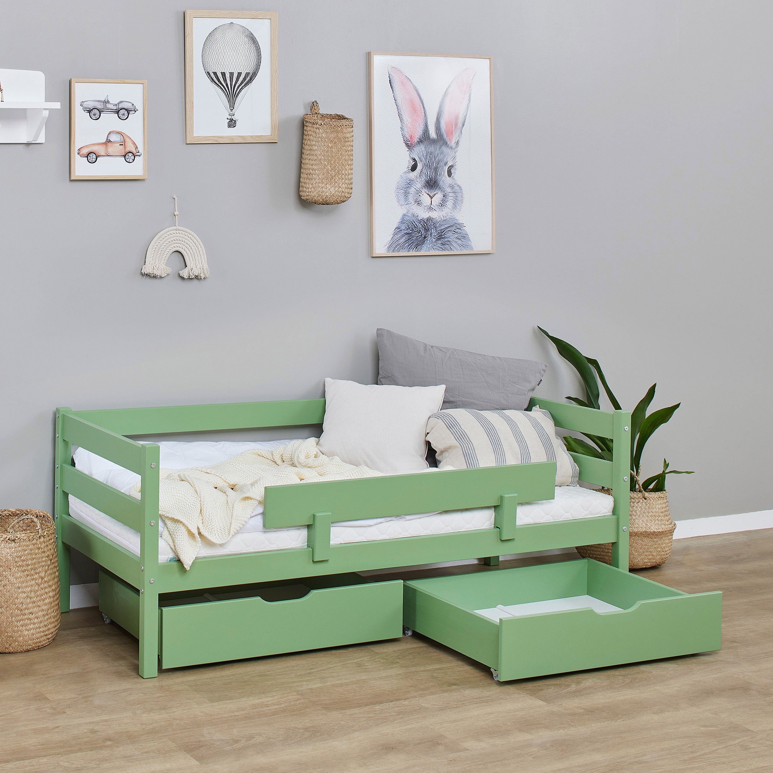 Hoppekids ECO Comfort Juniorseng 70x160 inkl. Skuffer og Sengehest