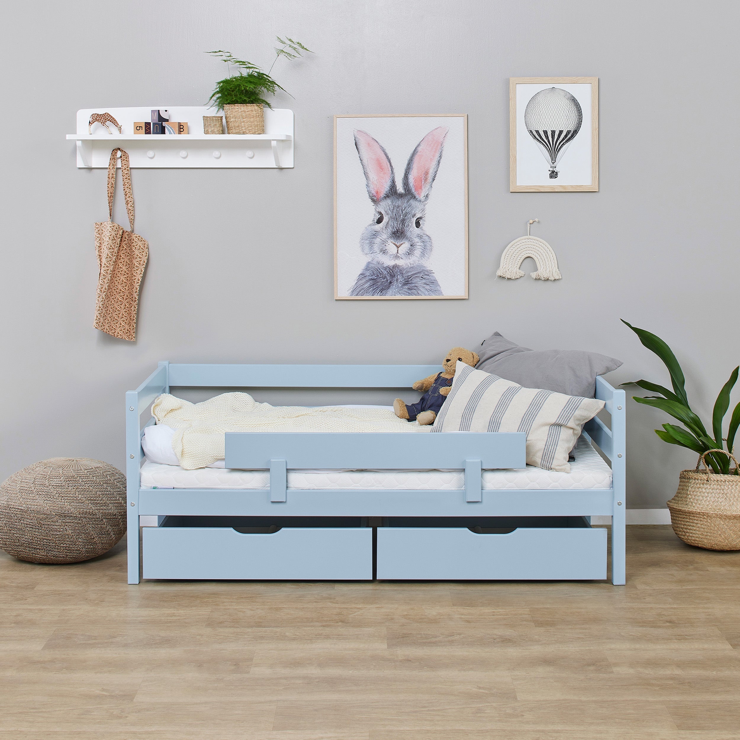 Hoppekids ECO Comfort Juniorseng 70x160 inkl. Skuffer og Sengehest