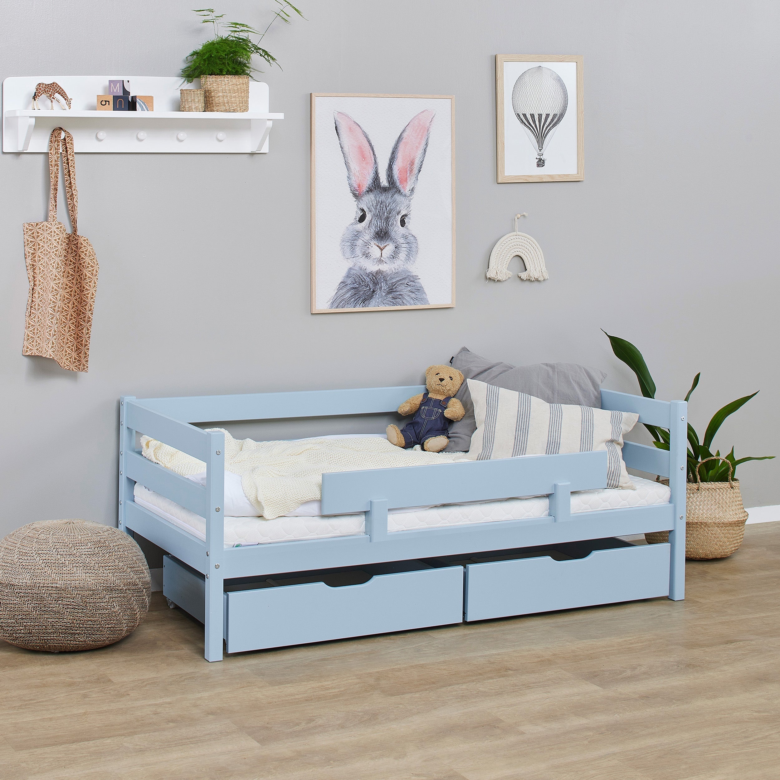 Hoppekids ECO Comfort Juniorseng 70x160 inkl. Skuffer og Sengehest