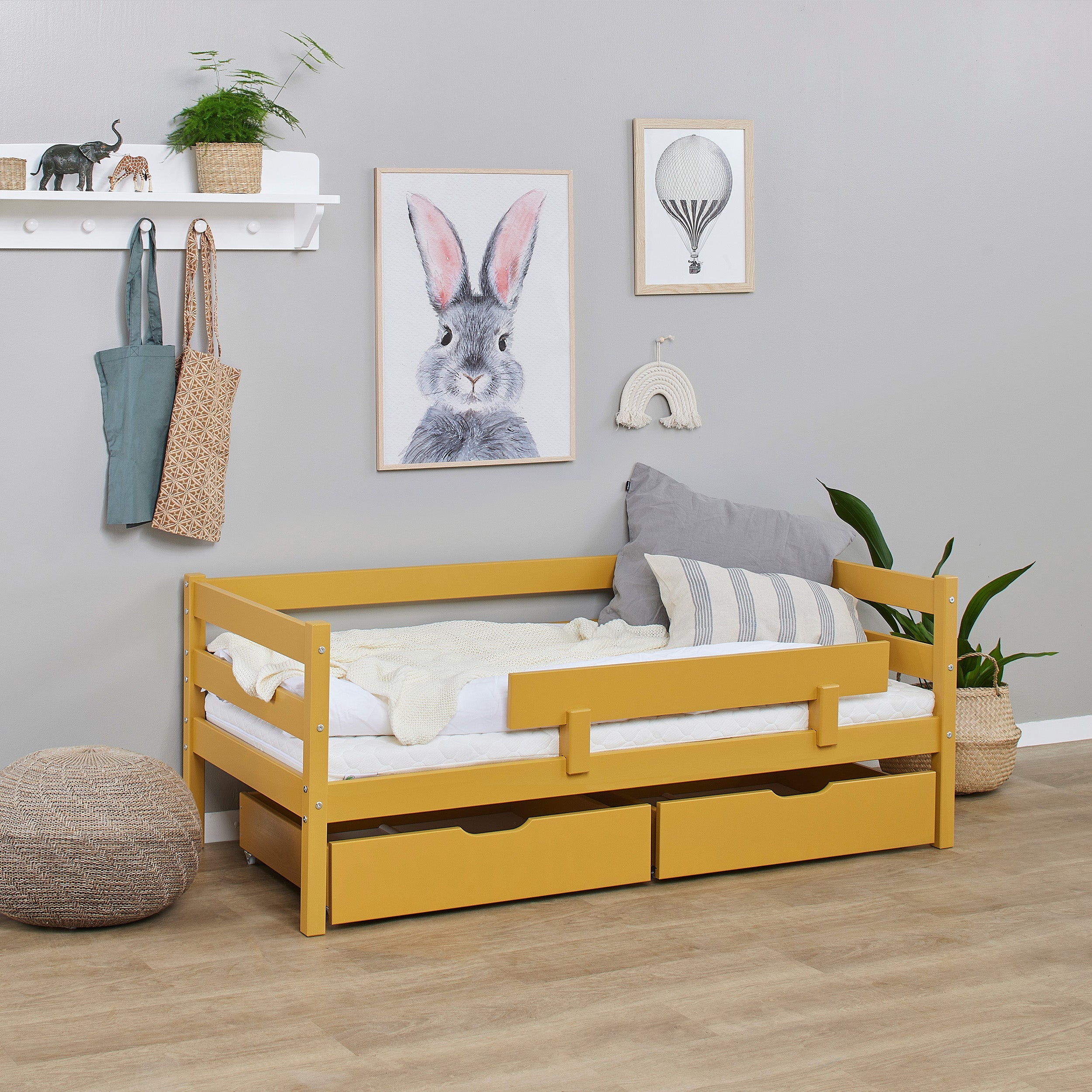 Hoppekids ECO Comfort Juniorseng 70x160 inkl. Skuffer og Sengehest