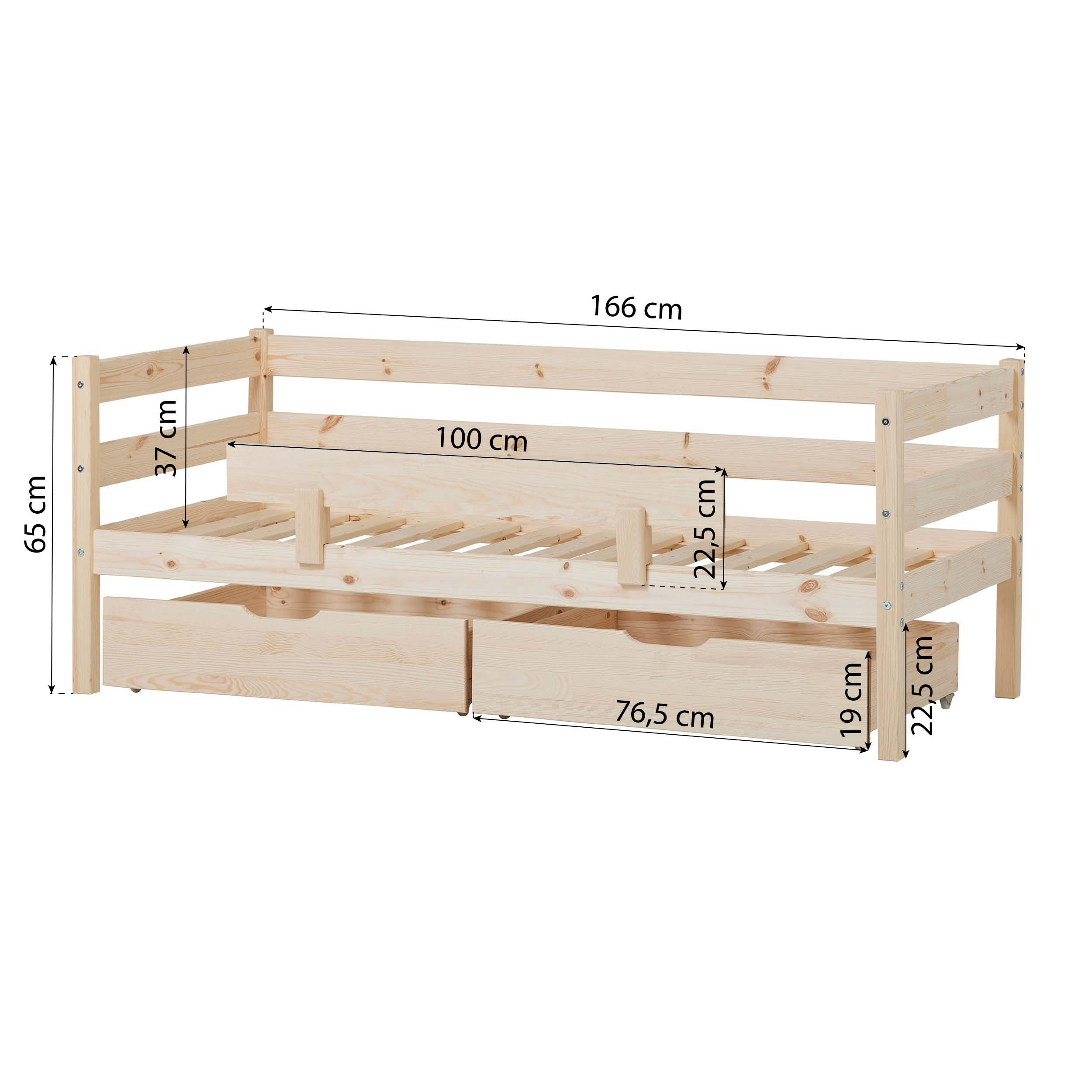 Hoppekids ECO Comfort Juniorseng 70x160 inkl. Skuffer og Sengehest