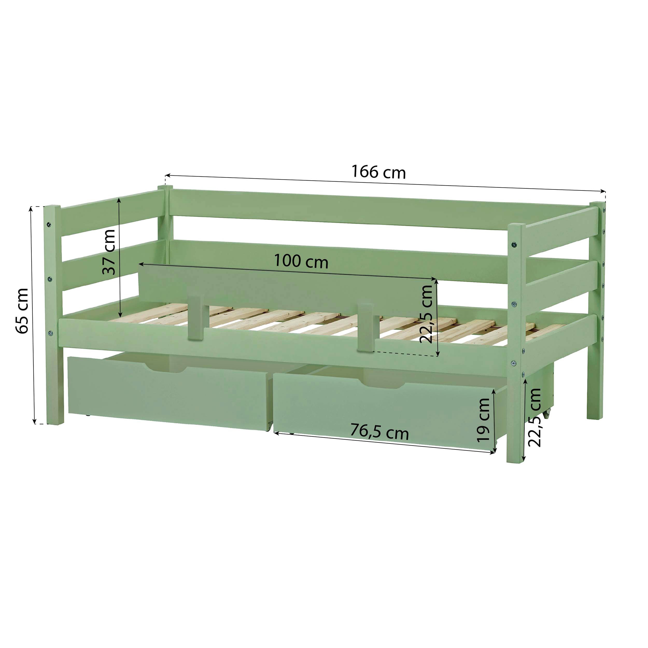 Hoppekids ECO Comfort Juniorseng 70x160 inkl. Skuffer og Sengehest
