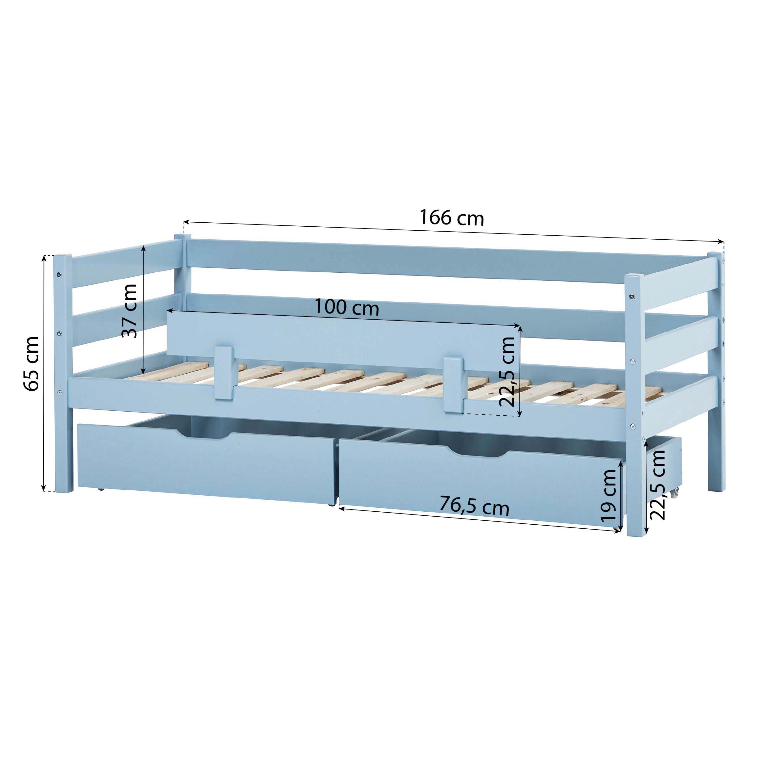 Hoppekids ECO Comfort Juniorseng 70x160 inkl. Skuffer og Sengehest