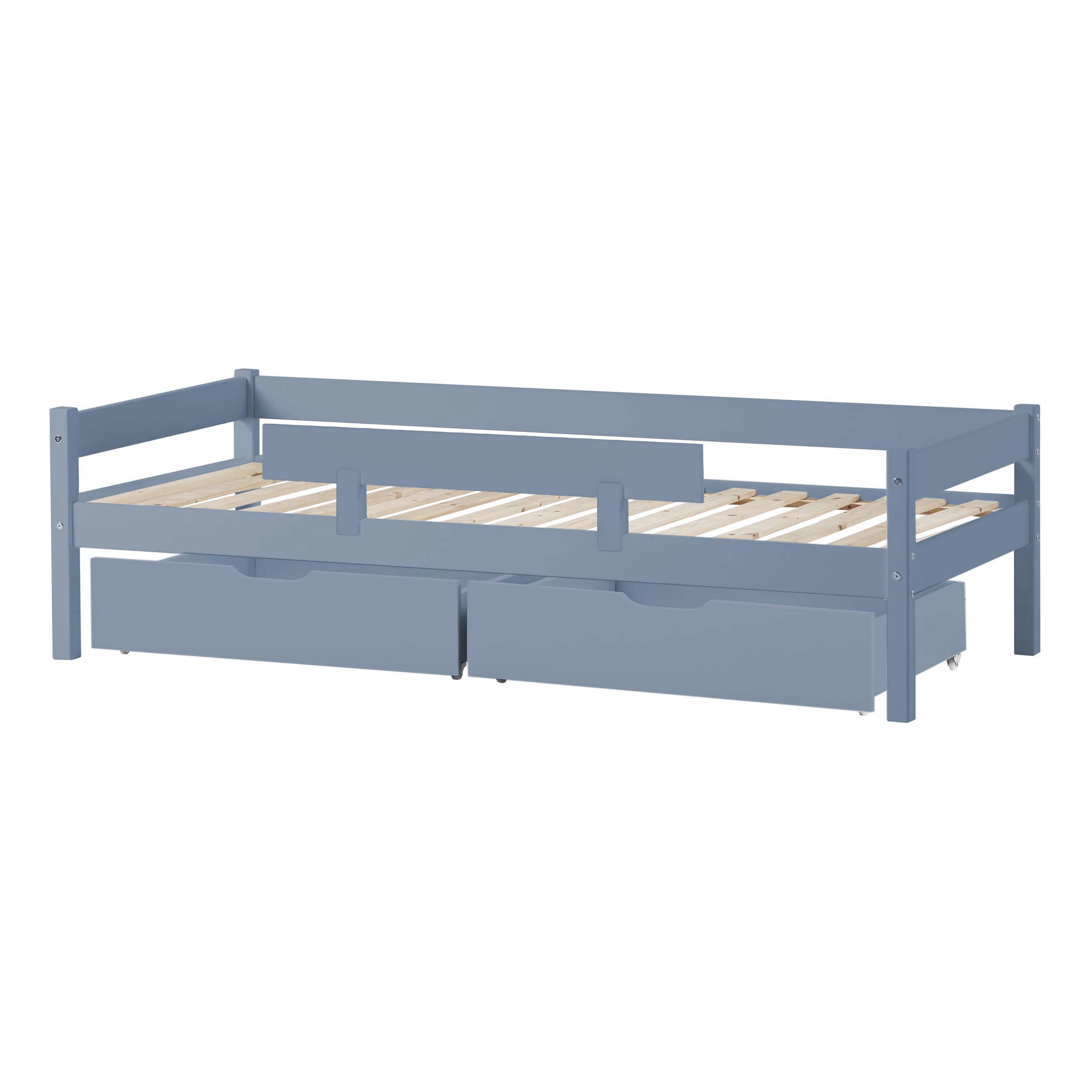 Sengepakke: Juniorseng 70x160 cm med skuffer & sengehest, Dusted Blue