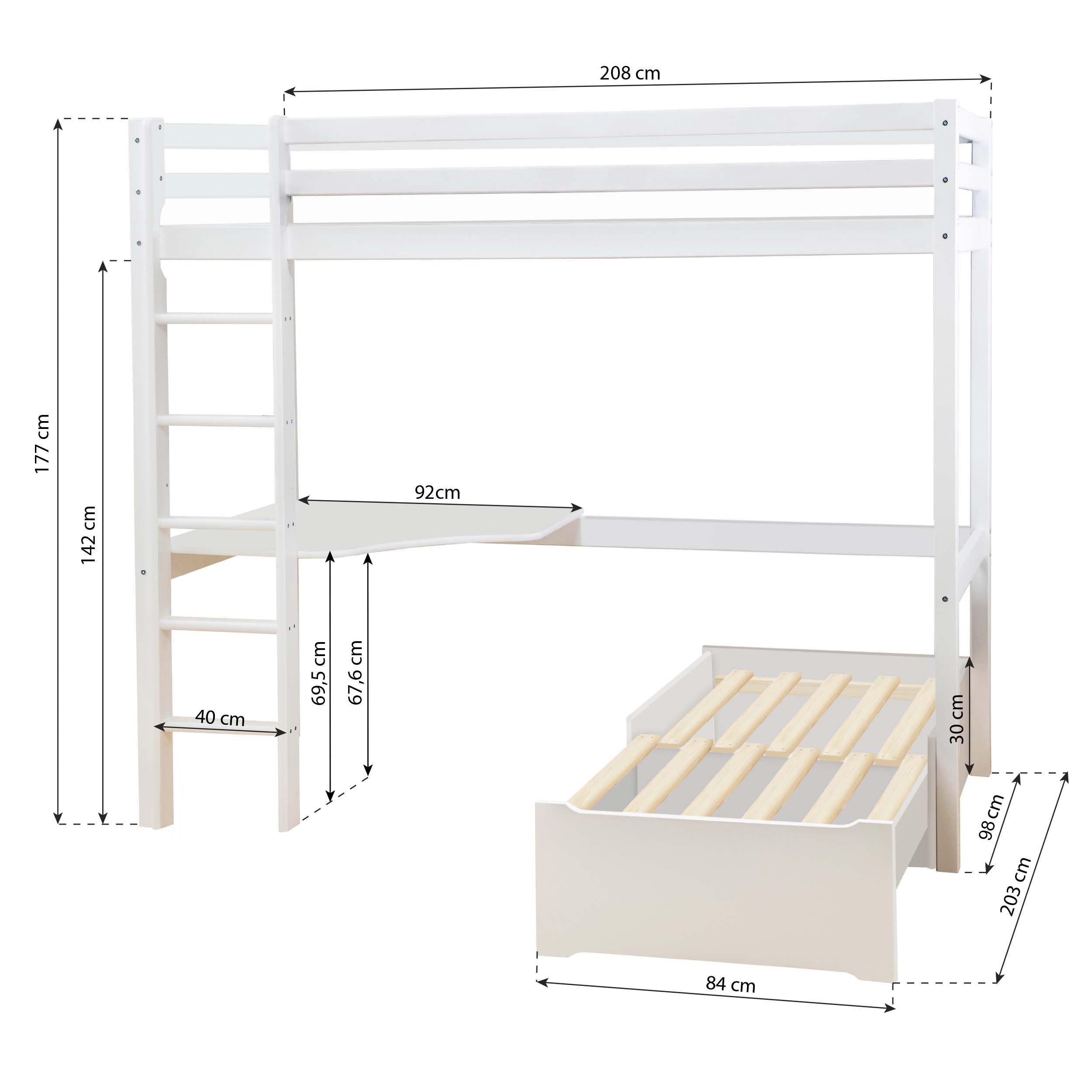 Hoppekids ECO Dream MEGA-seng med lounge-modul og bordplate