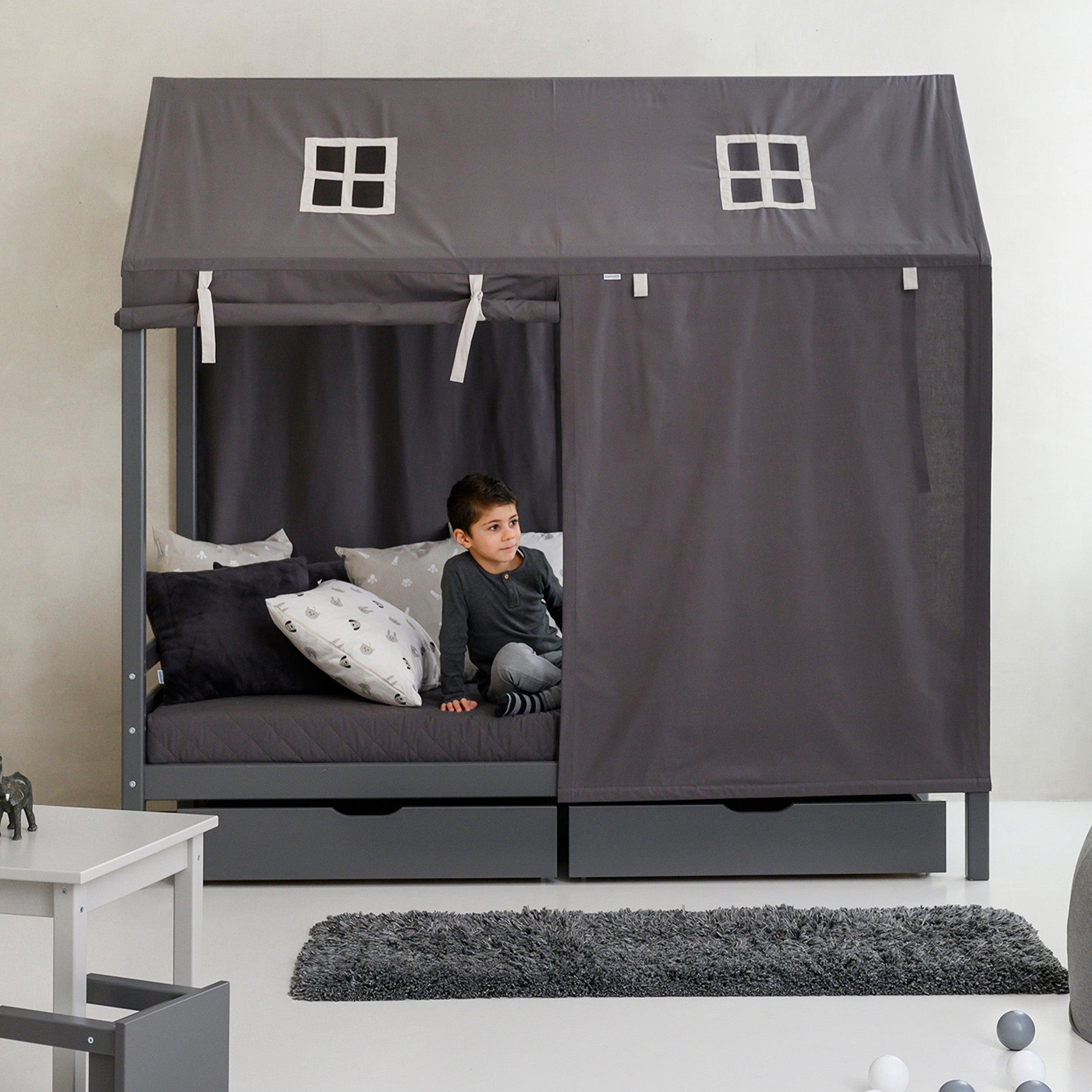 Hoppekids Pets Bed Curtain in Granite Grey for House Bed