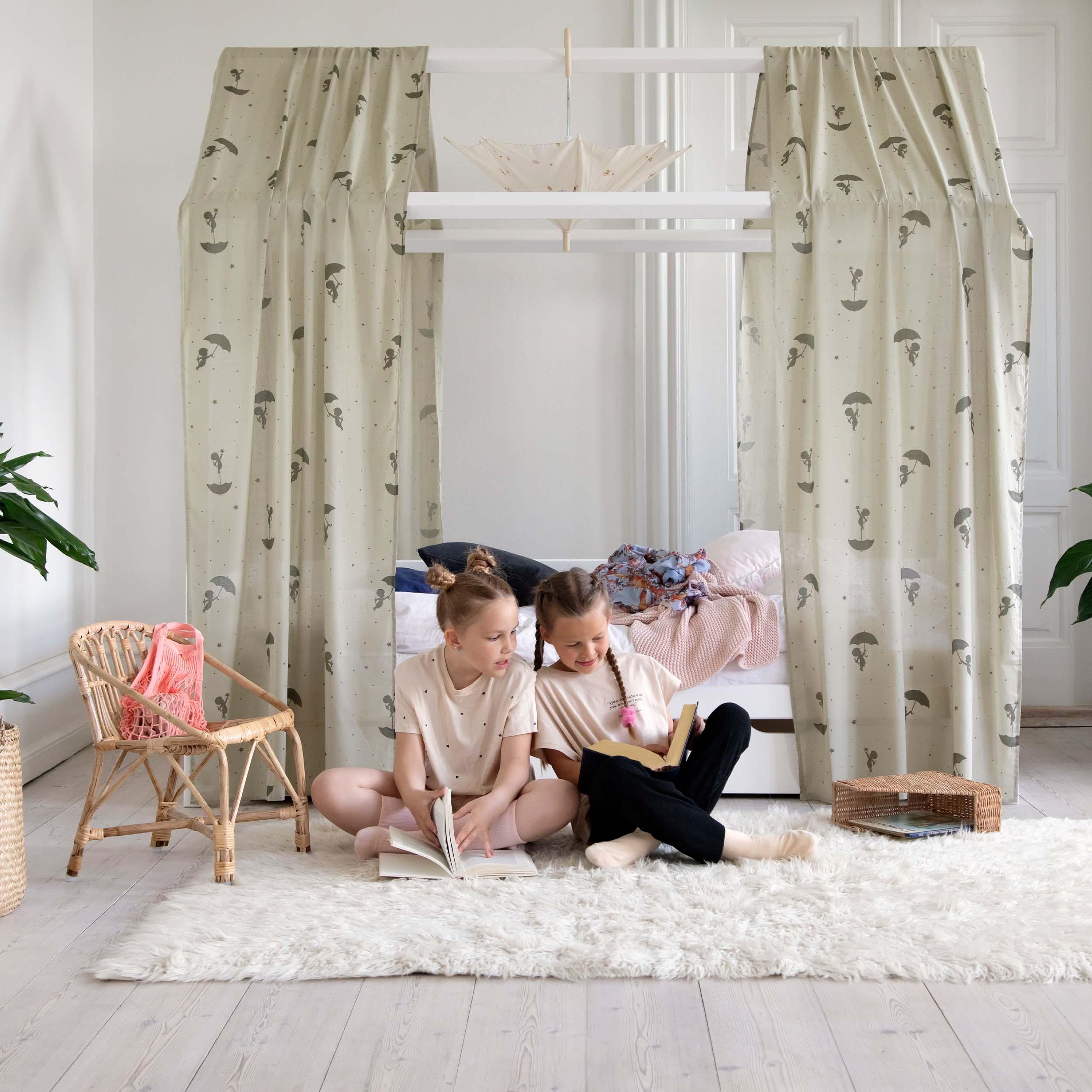 Hoppekids Ole Lukoie Bettvorhang für Hausbett, Grün