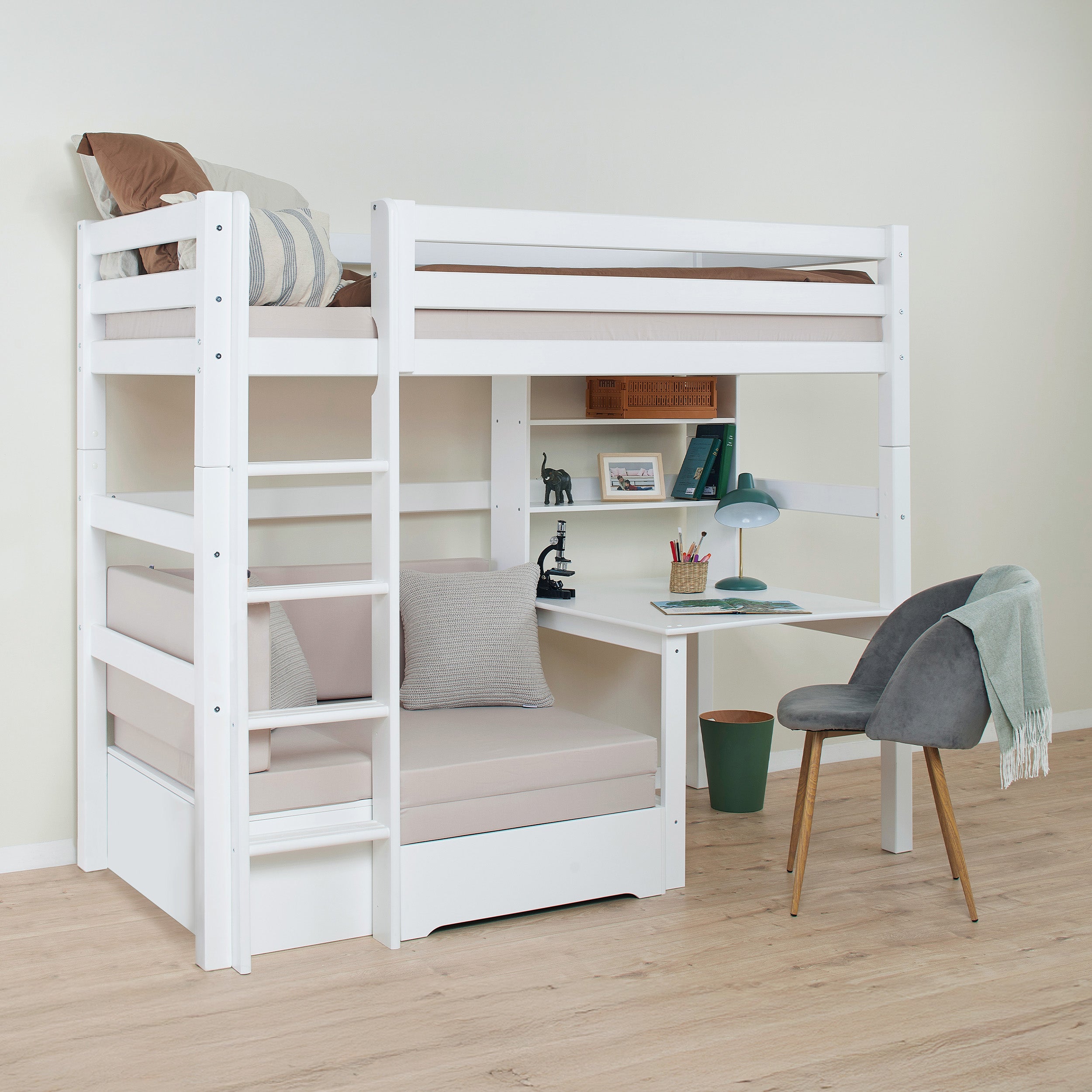 ECO Luxury højseng 90x200 med Study and Chill module