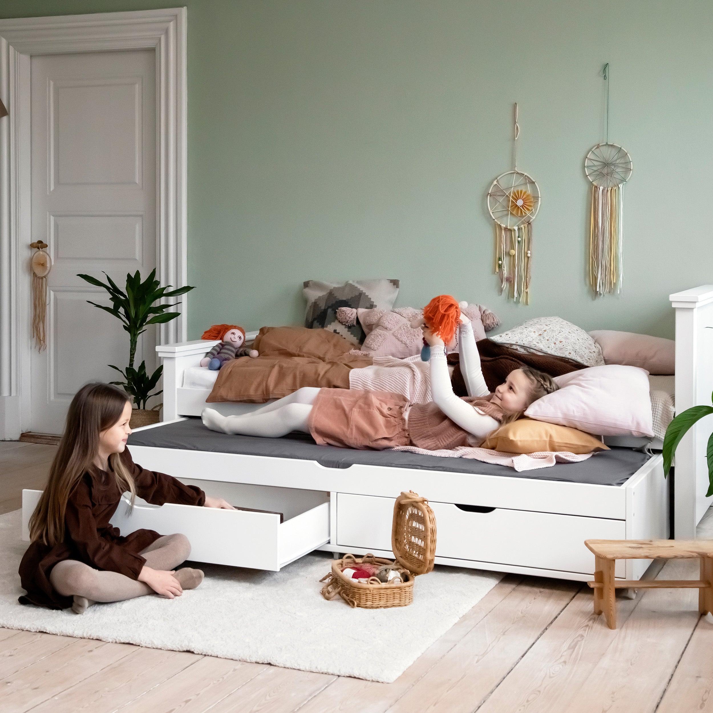 Hoppekids DELUXE 90x190 cm lit gigogne, Blanc