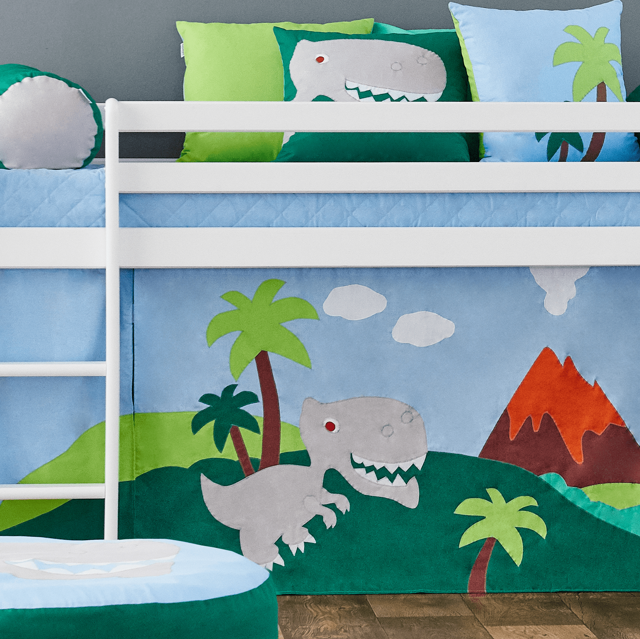 ECO Dream Lit mi hauteur avec Dinosaur rideau de lit