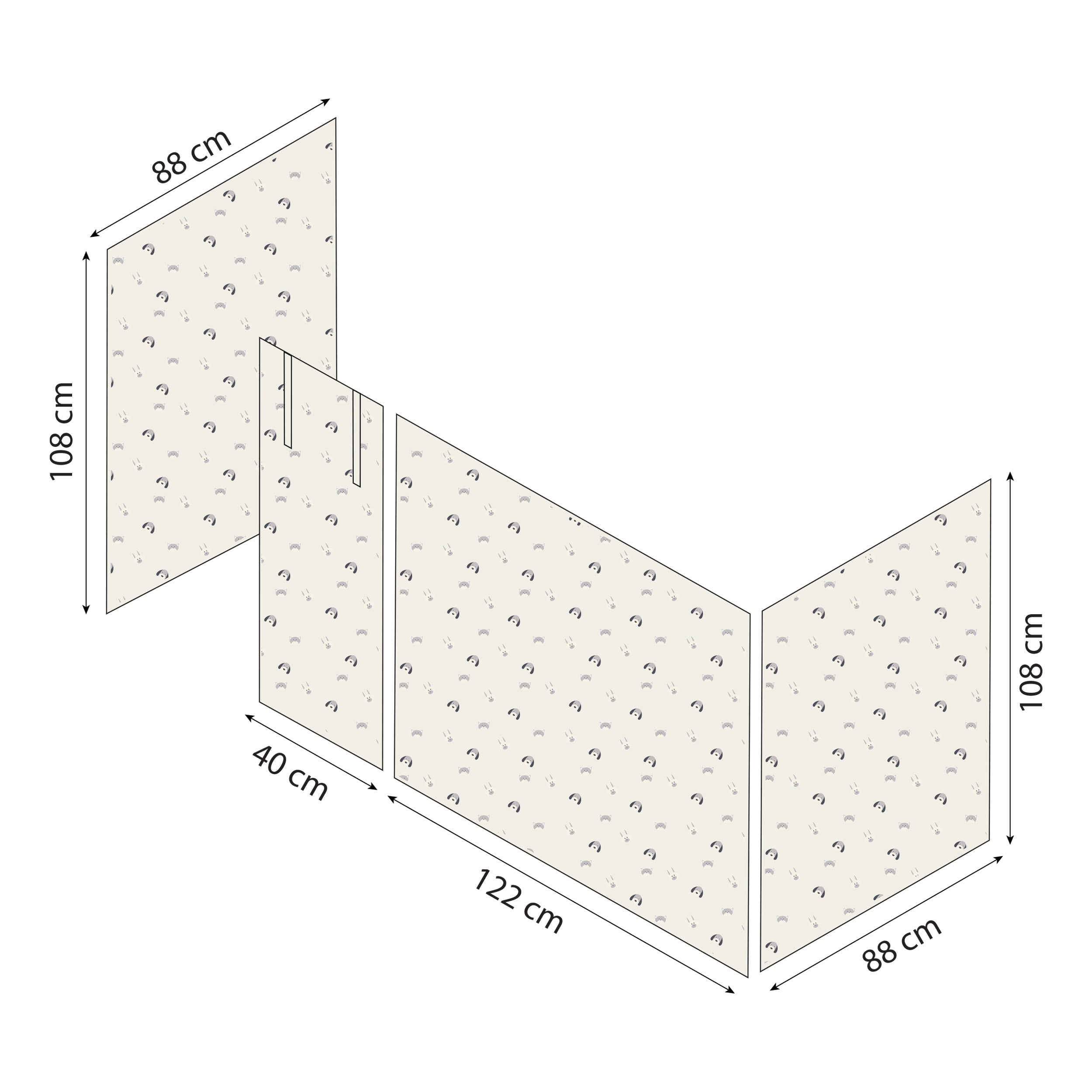 Hoppekids ECO Luxury Mittelhochbett mit Pets Pristine Bettvorhang