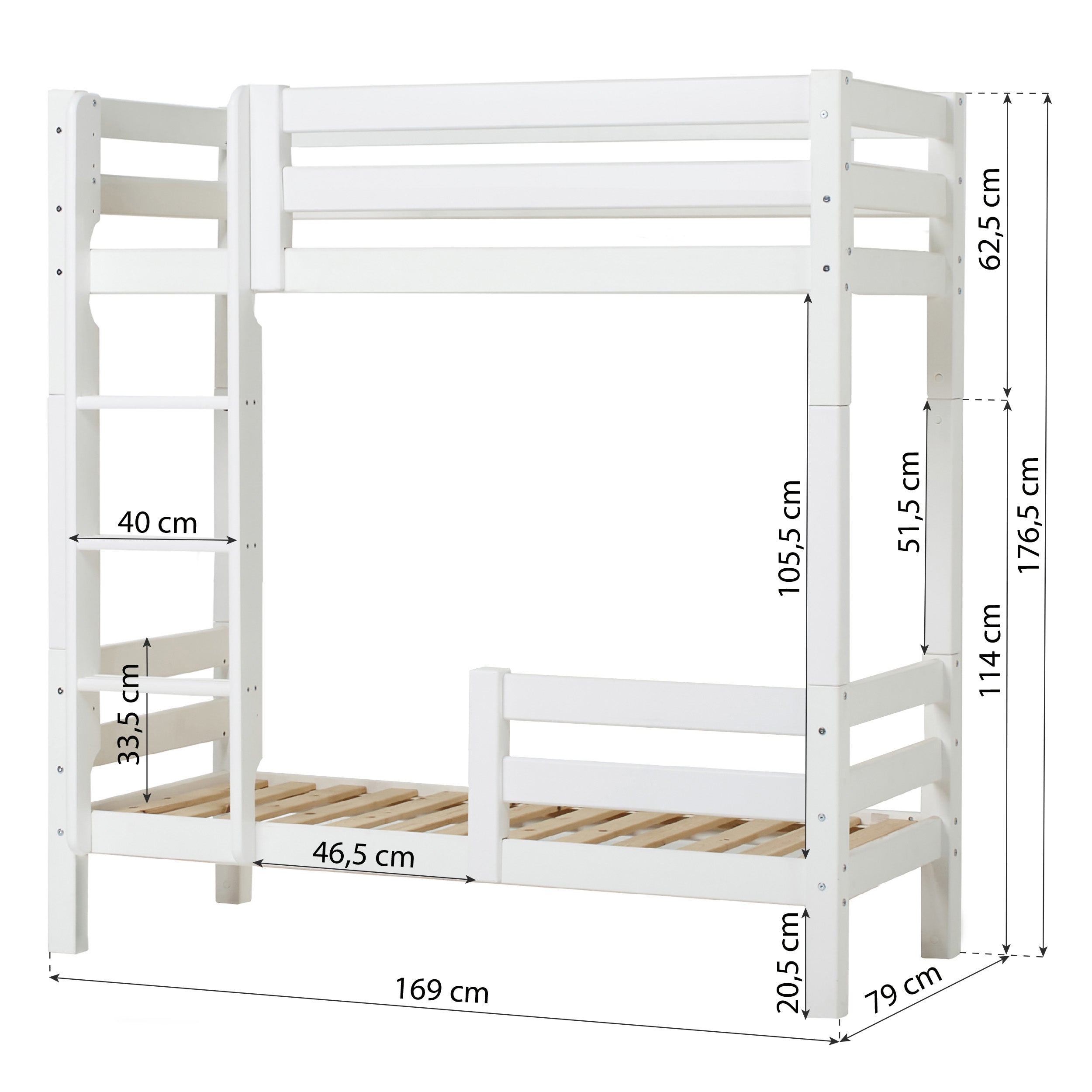 Hoppekids ECO Luxury Litera Alta con barandillas de cama