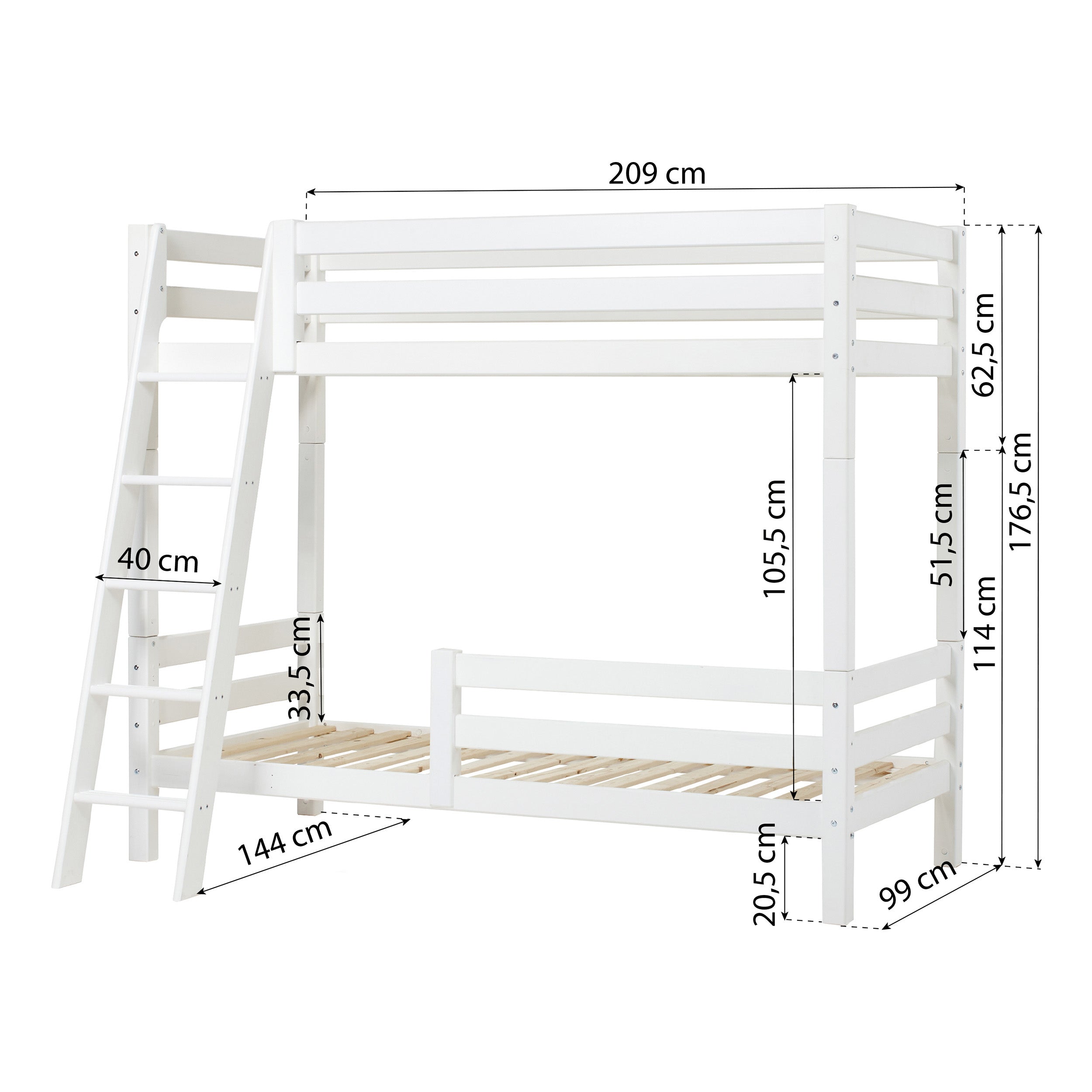 Hoppekids ECO Luxury Litera Alta con barandillas de cama