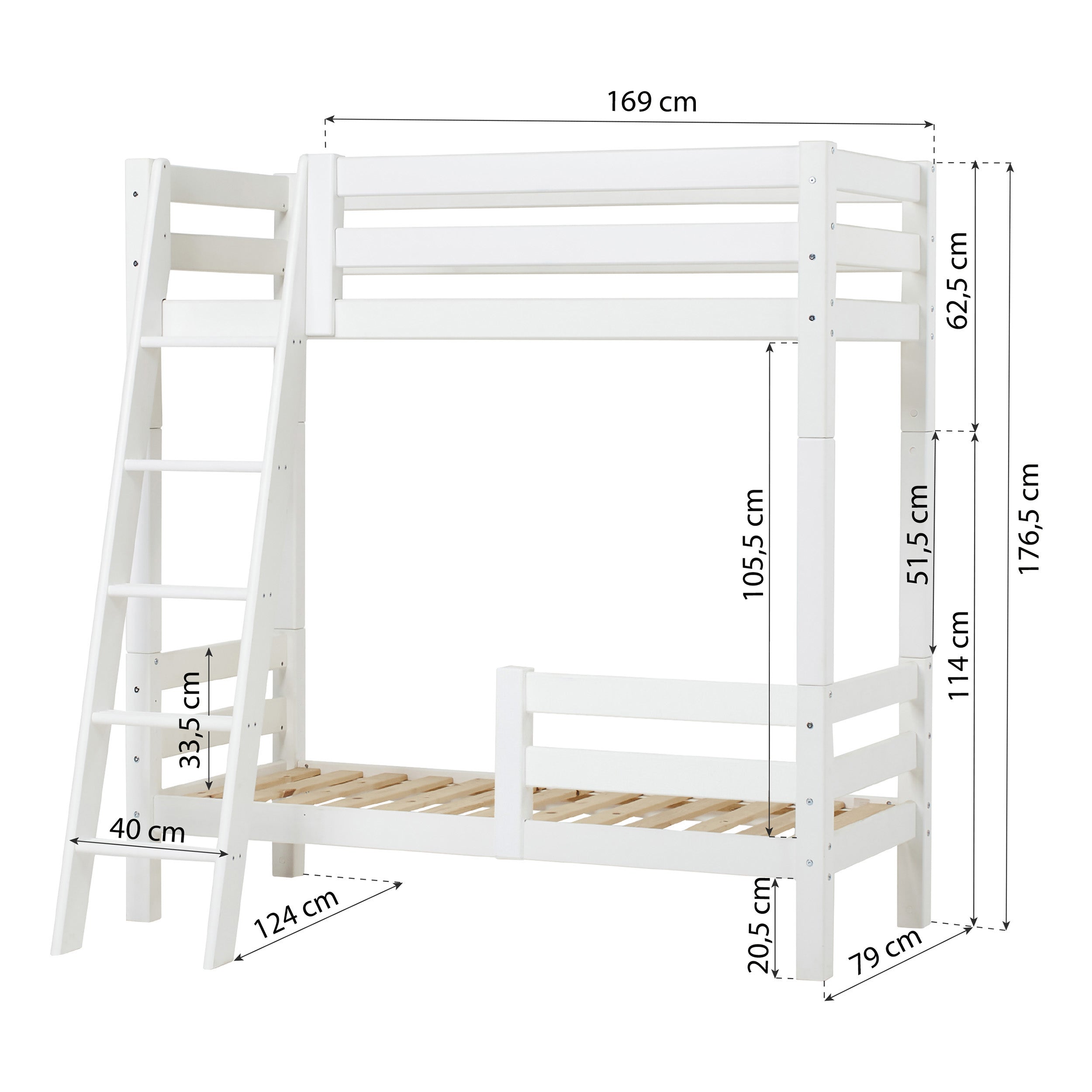 Hoppekids ECO Luxury Litera Alta con barandillas de cama