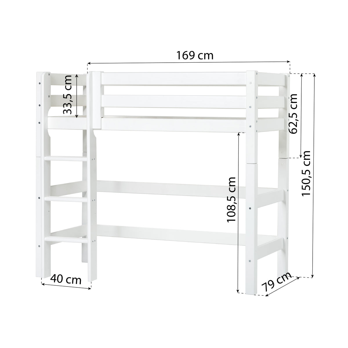 Hoppekids ECO Luxury Cama de altura média com cortinas para cama Pets Cinzento Granito