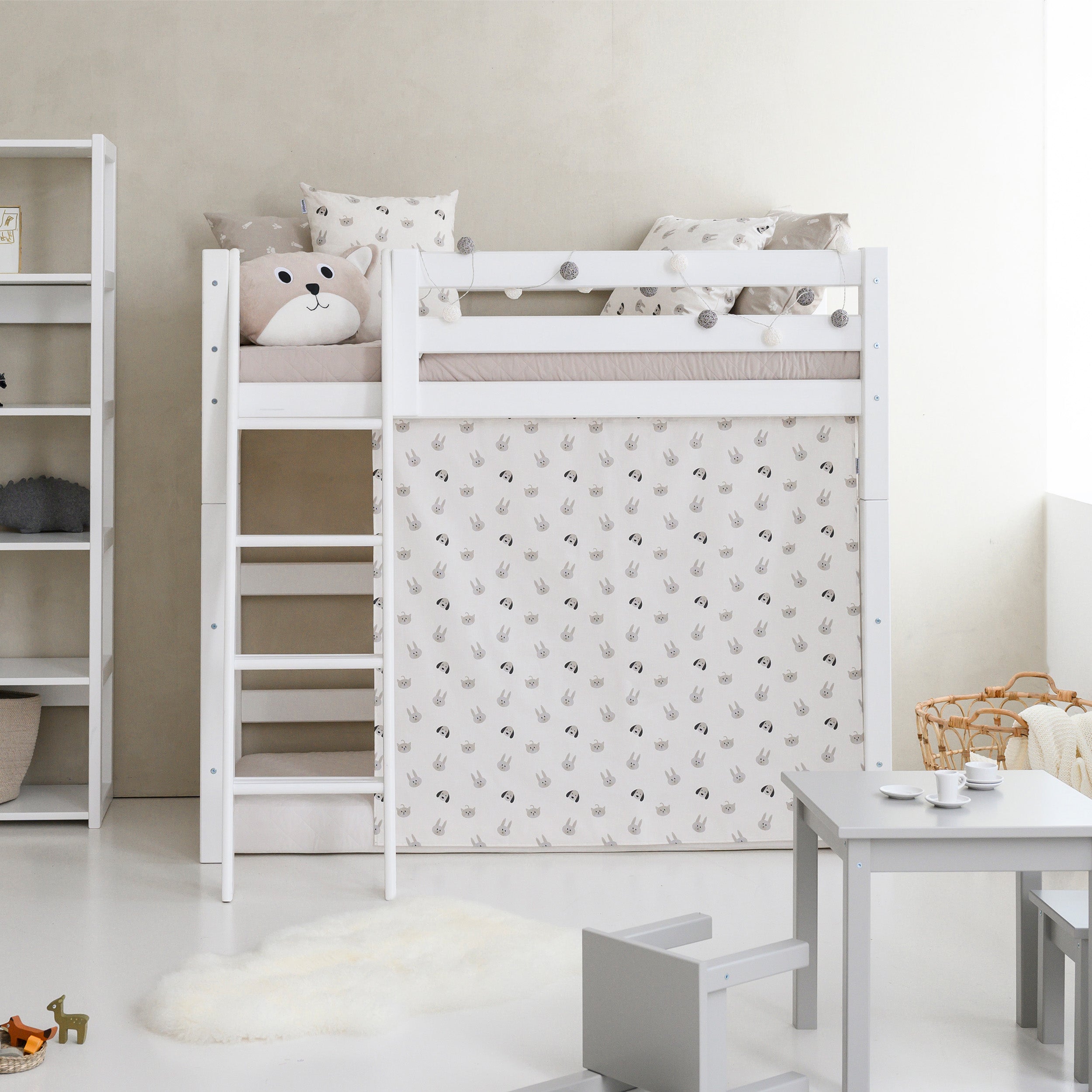 Hoppekids ECO Luxury High sleeper bed with Pets Pristine Bed Curtains