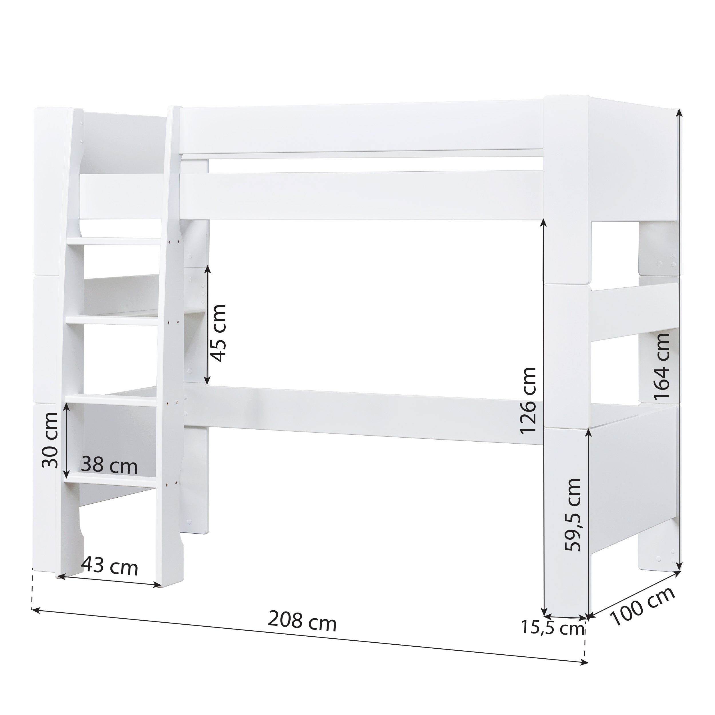 Hoppekids SFK Modul zu Hochbett 90x200 cm, Weiß