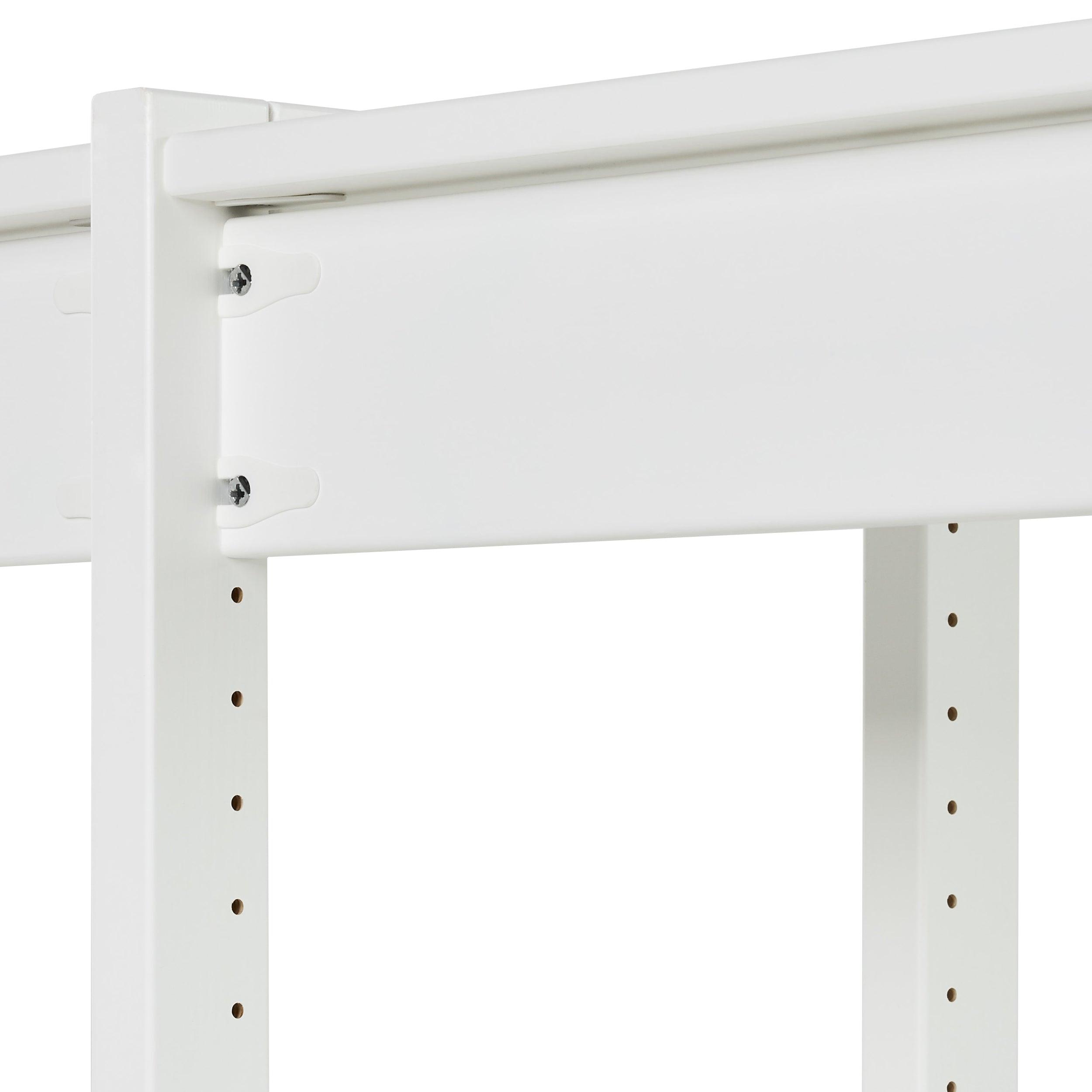 Hoppekids STOREY scaffale con 2 sezioni, 4 ripiani, letto 70x160 cm e piano di lavoro 80 cm, Bianco